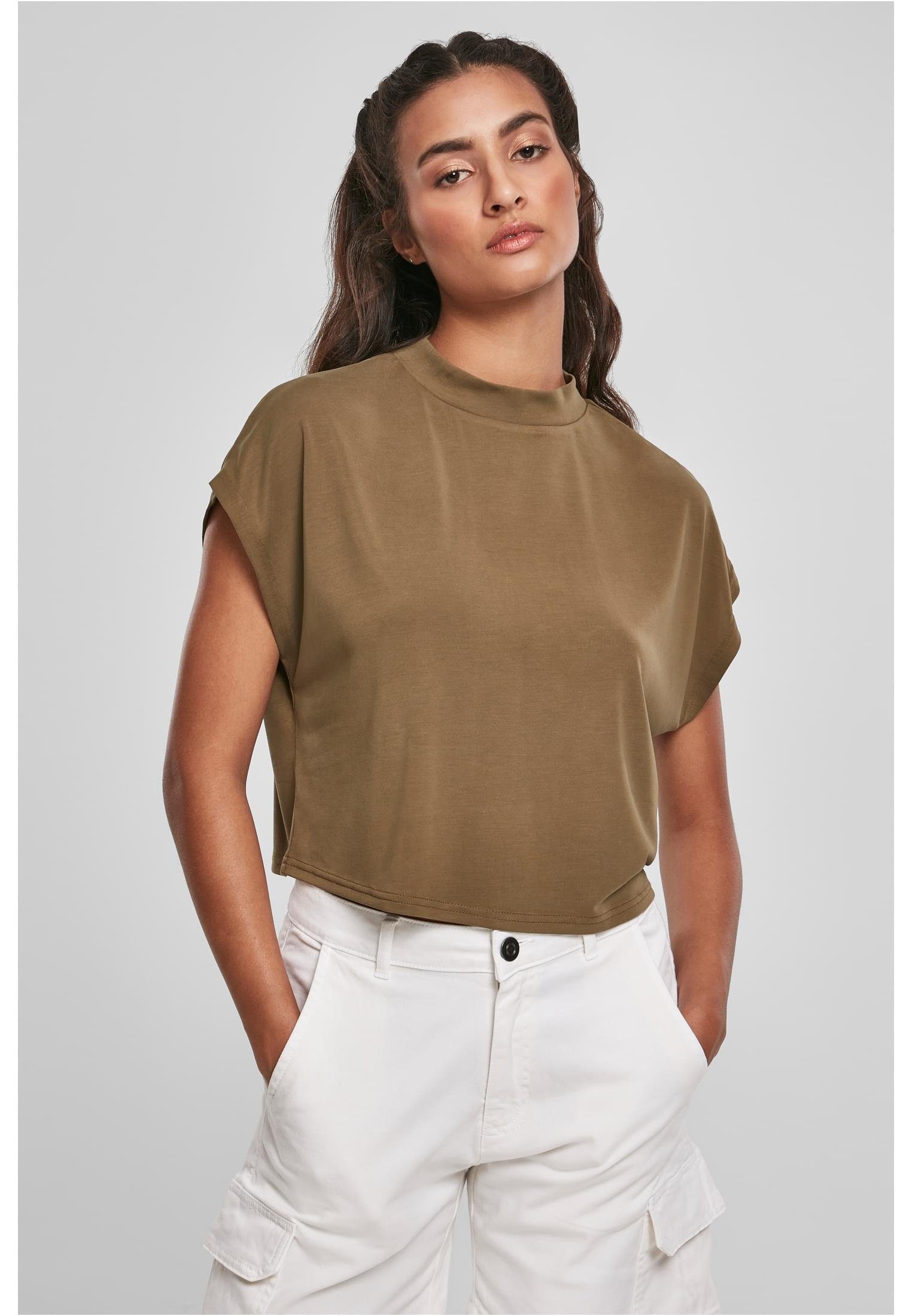 URBAN CLASSICS T-Shirt Damen Ladies Modal Short Tee (1-tlg) summerolive