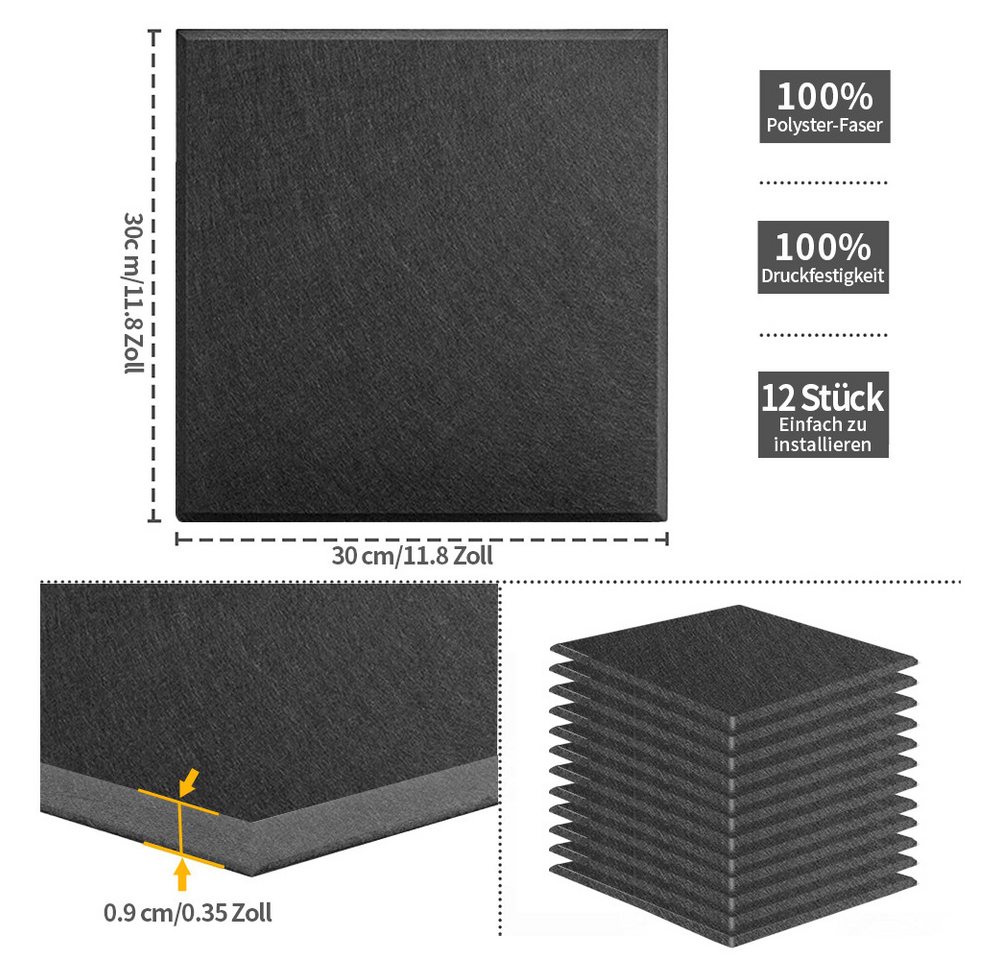 Thumbnail - PFCTART Schallschutzpaneel Verschiedene akustische Absorptionsplatten aus Polyesterfaserfilz, (Flach Backstein Sechsecki...
