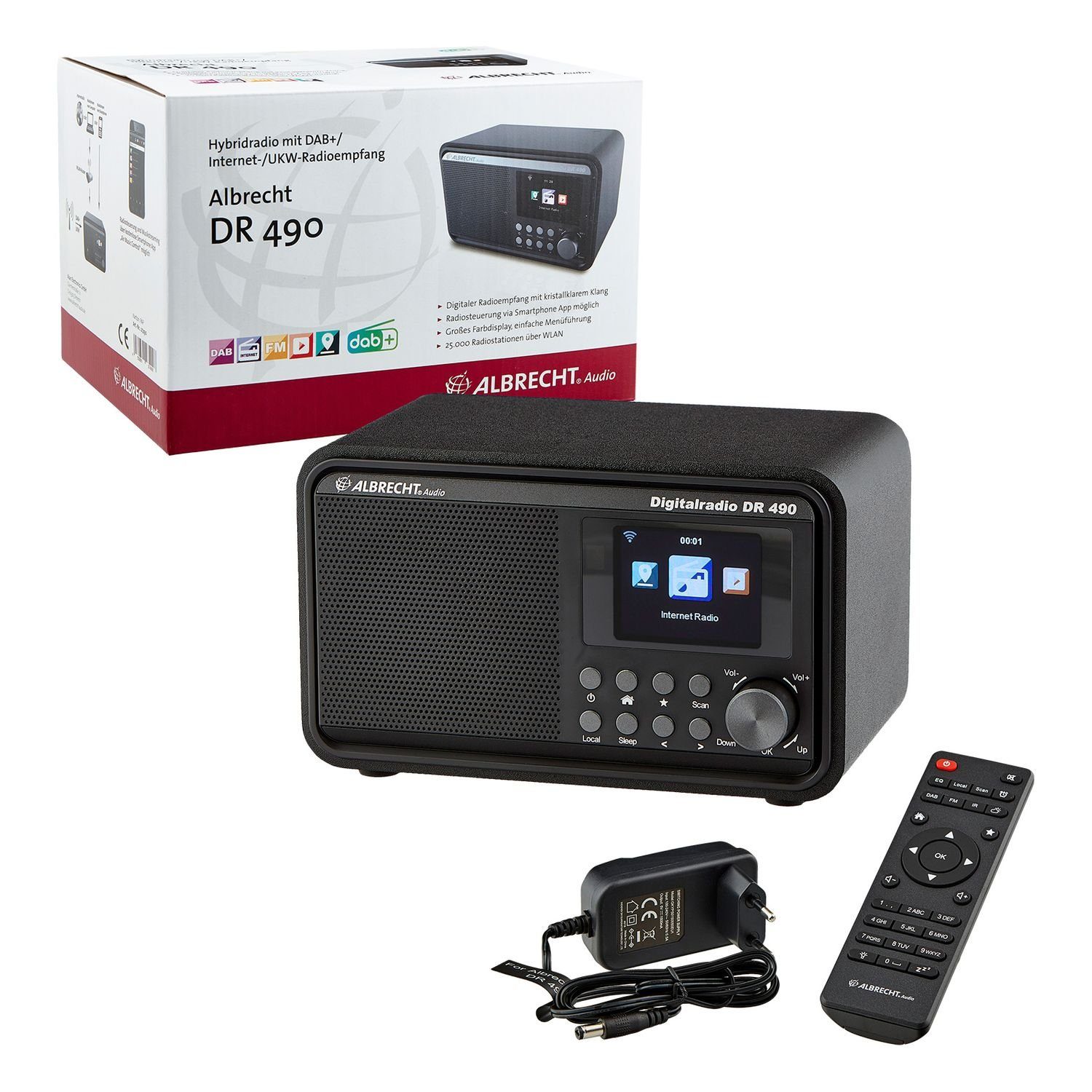 DR490 Albrecht Digitalradio Hybridradio Schwarz DAB+/UKW/Internet (DAB)