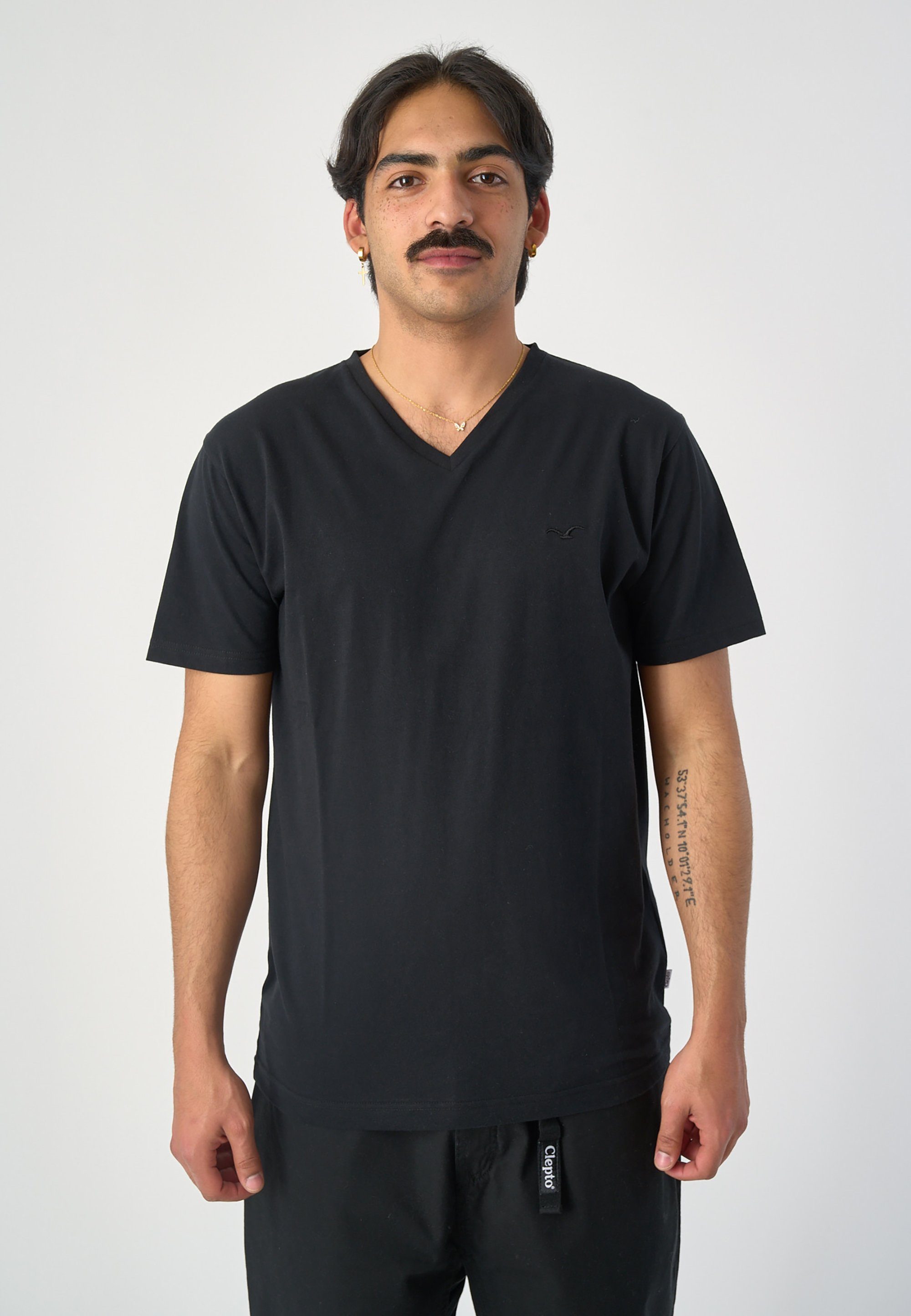 Cleptomanicx T-Shirt Ligull Regular V mit lockerem Schnitt schwarz