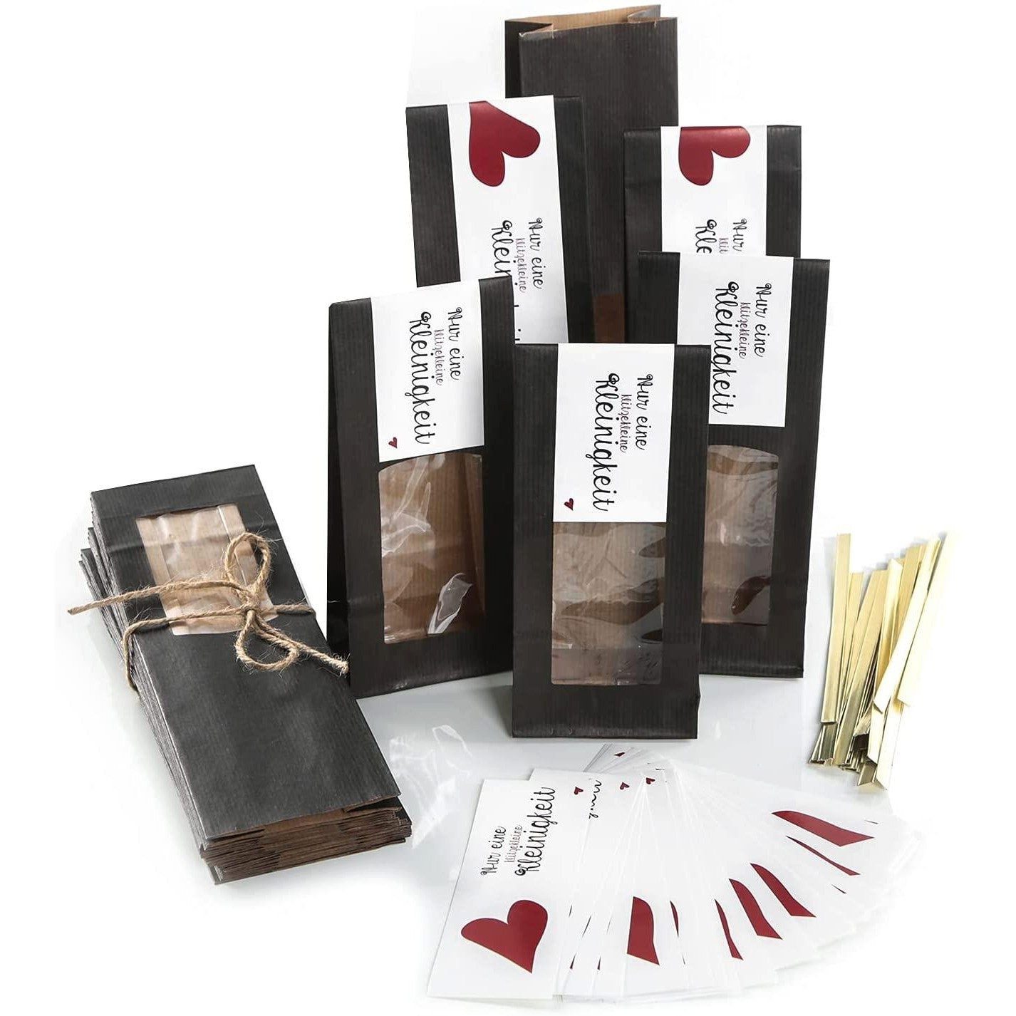 Logbuch-Verlag Dekofigur 10 Geschenktüten für Lebensmittel 8,5 x 5 x 26,5 cm mit Aufkleber EINE