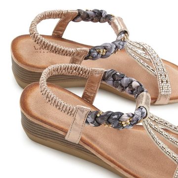 LASCANA Sandalette, Sommerschuh Sandale mit Schmucksteinen, Glitzer, elastische Riemen, Sandalette,Sommerschuh