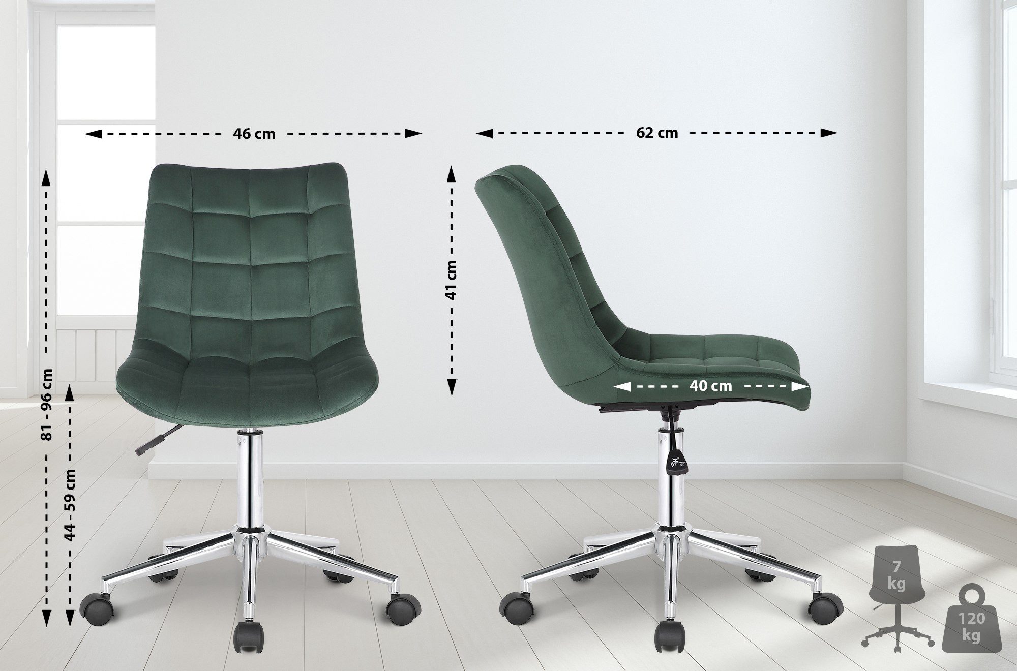 CLP Schreibtischstuhl Medford, dreh- & stufenlos verstellbar, Samt günstig online kaufen