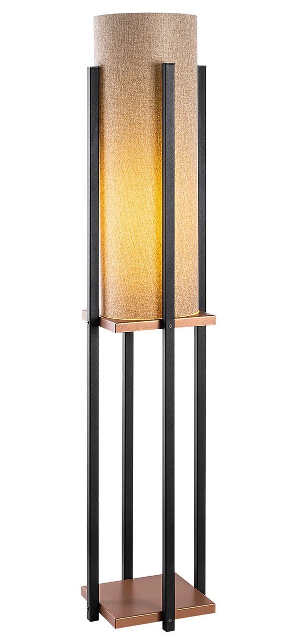 Feldmann-Wohnen Stehlampe, 25x25x130cm, 1 Ablagefläche Struktur LS braun - kupfer / schwarz matt