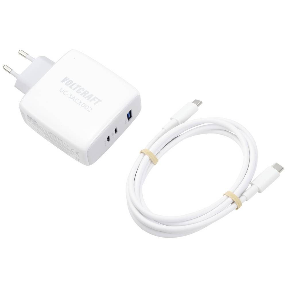 VOLTCRAFT 100 W GaN USB-Ladegerät mit 2 m USB-C/USB-C® Kabel, GaN VC-12910570 USB-Ladegerät (GaN)