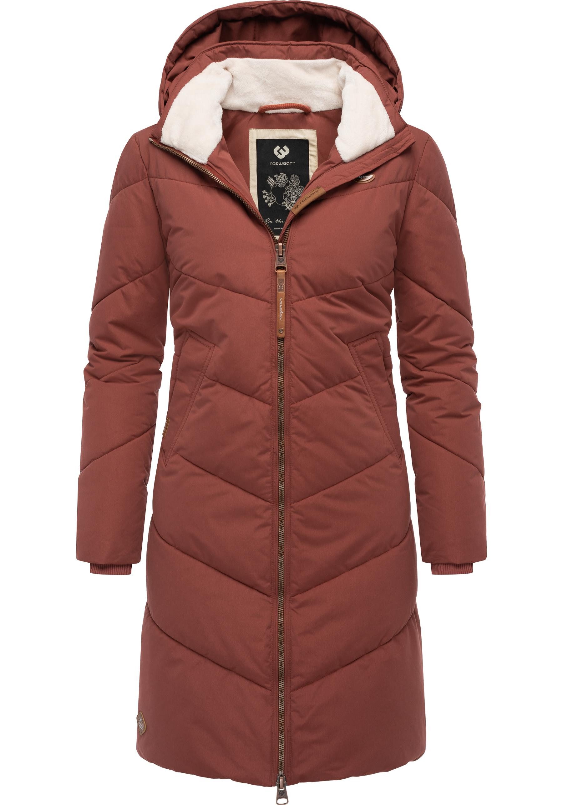 Ragwear stylischer terra abnehmbarer Winterparka Rebelka Kapuze mit Wintermantel