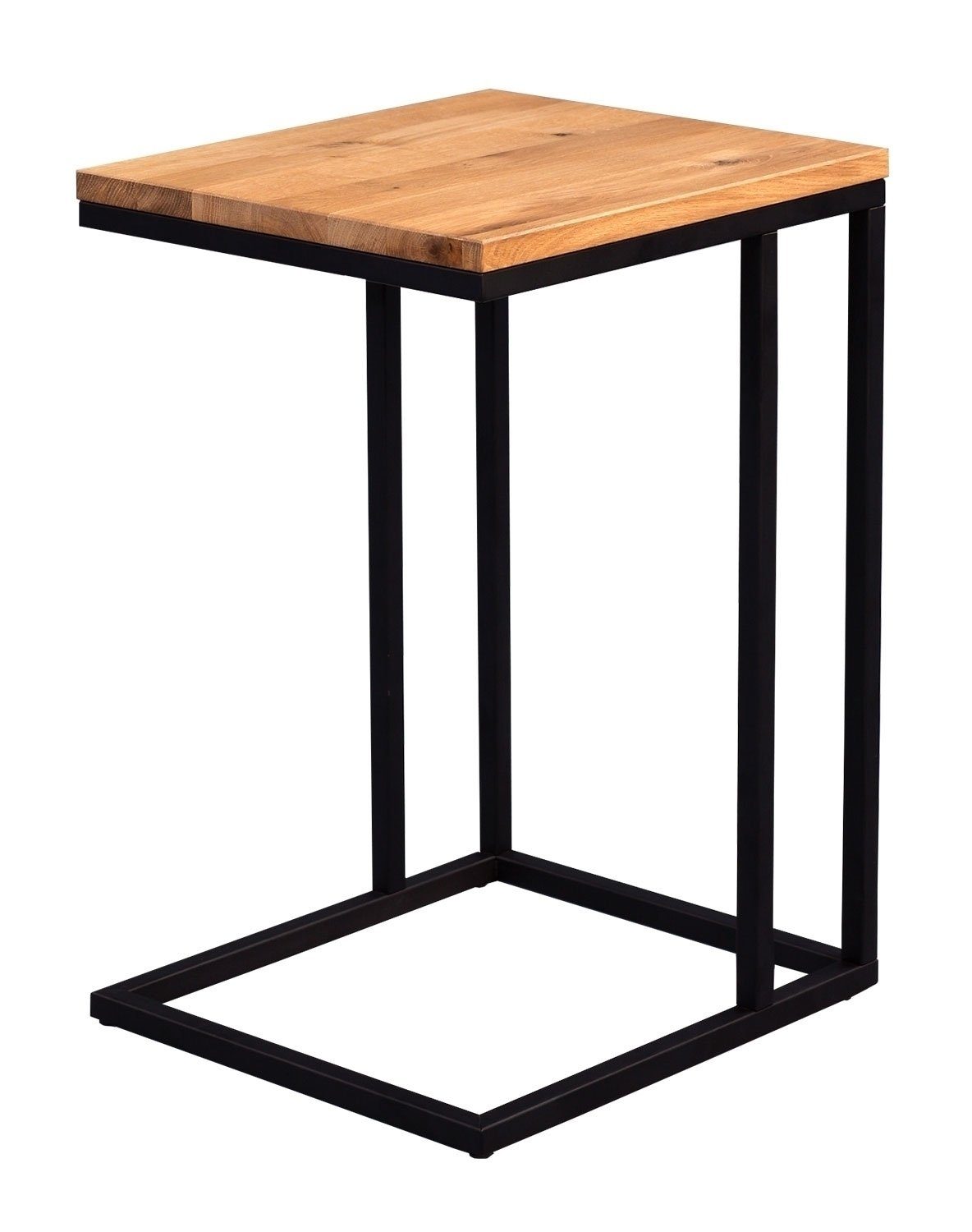 geölt, Wildeiche Kollektion x Metallgestell Beistelltisch NICK, 43 38 M2 cm, massiv Schwarz,