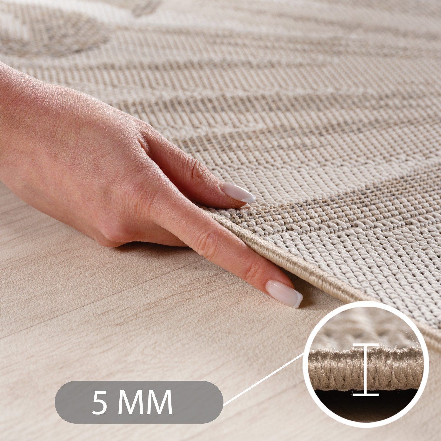 Teppium Teppich Tropische Musterteppiche, Rechteckig, Höhe: 5 mm, Indoor Outdoor Teppich Wetterfest 3D Optik Wohnzimmer Küchen Terrasse