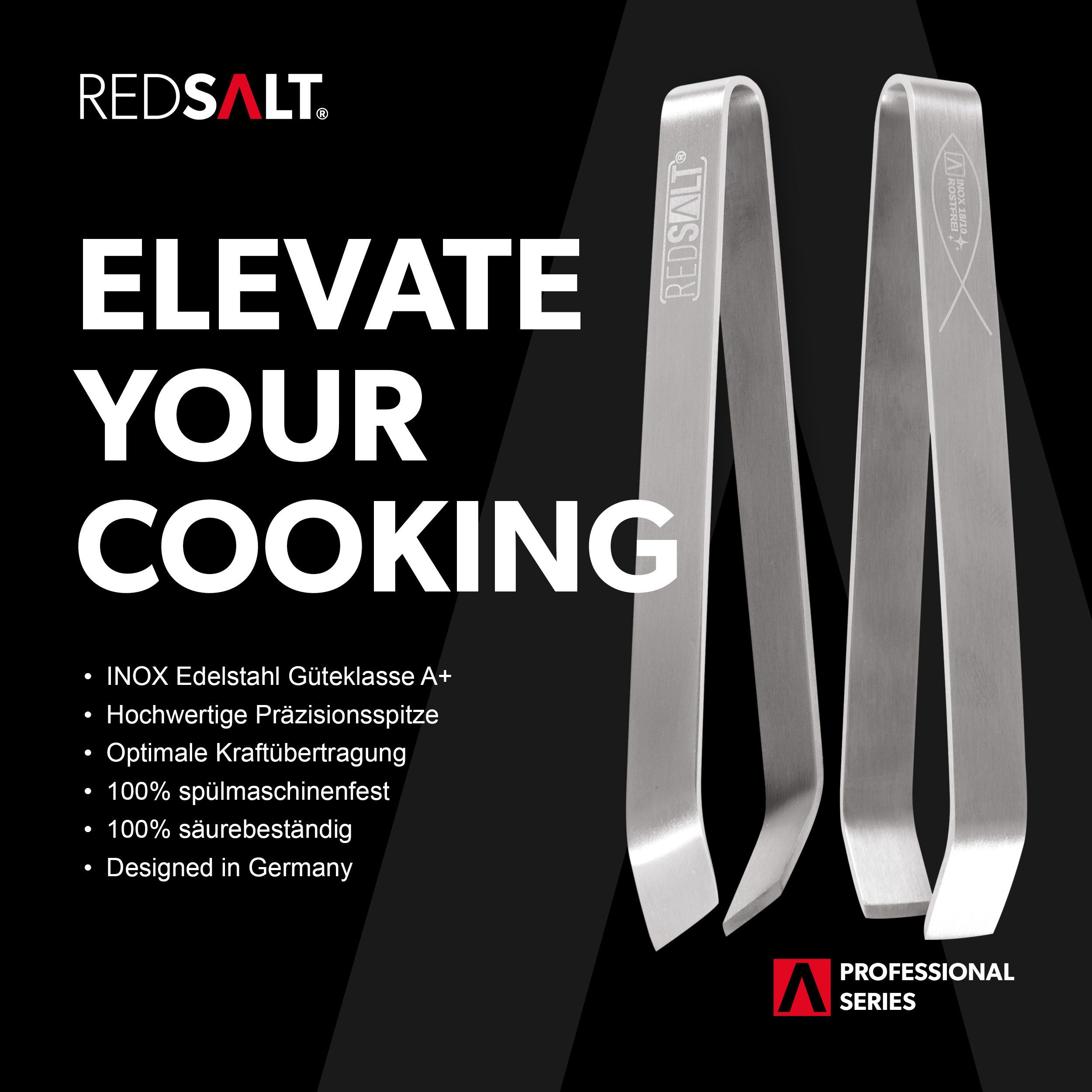 REDSALT® Grätenzange Profi Grätenpinzetten 2er Set Fischgräten Pinzette, INOX 18/10 Edelstahl, 100% rostfrei, spülmaschinengeeignet