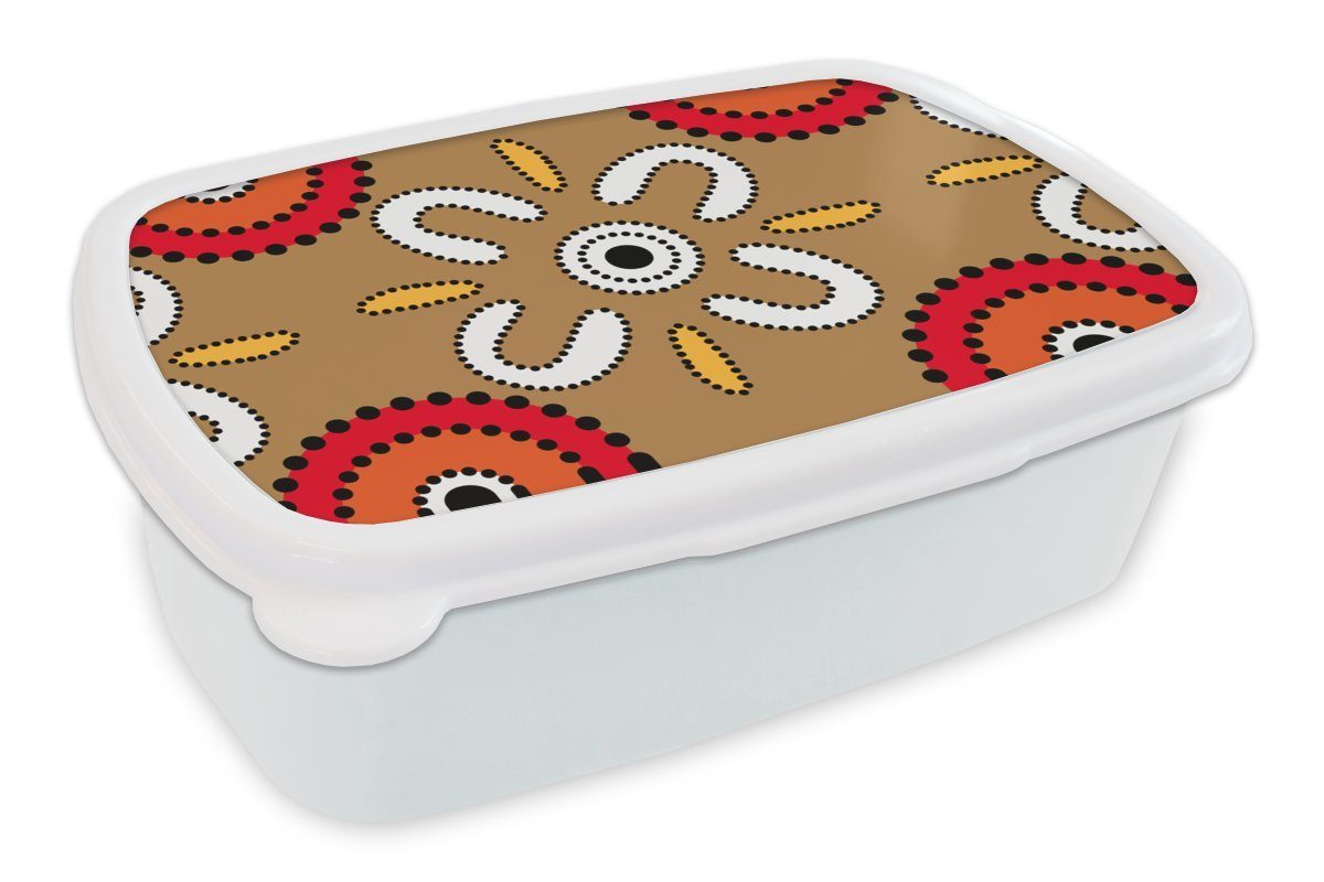MuchoWow Lunchbox Design und weiß (2-tlg), Erwachsene, - Mädchen Brotbox Blumen und für Kinder für Brotdose, Punkte, - Jungs Kunststoff