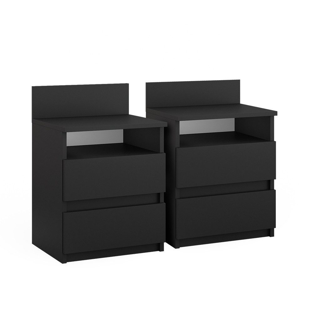 Vicco Nachtschrank Monty, Schwarz, 39.6 x 59.1 cm 2er Set günstig online kaufen
