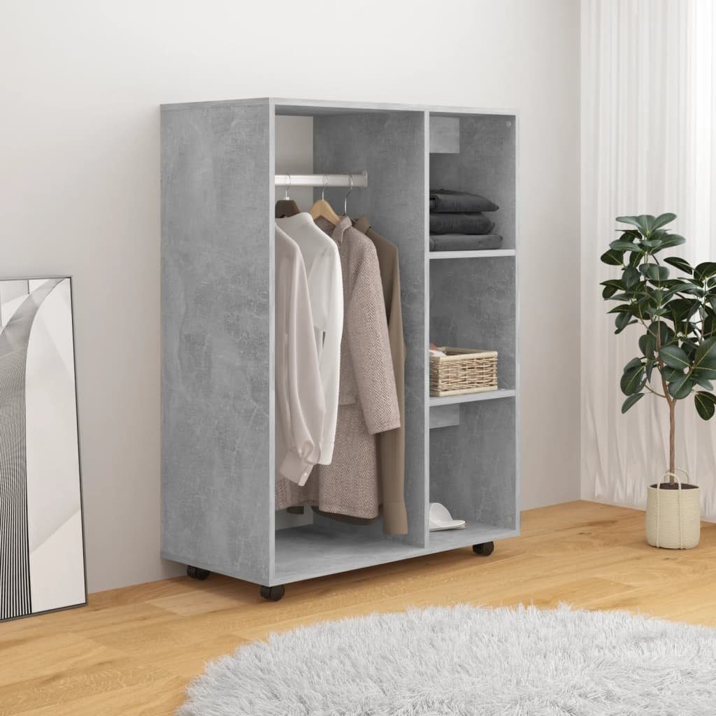 vidaXL Kleiderschrank in Betongrau mit 4 Fächern und 2 Einlegeböden (LxBxH: 80x40x110 cm)
