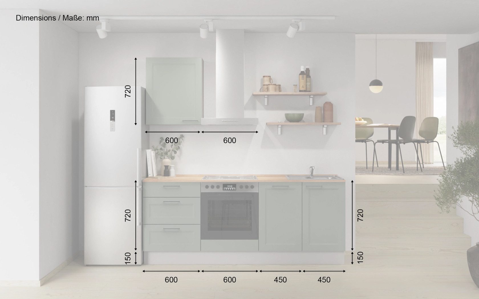 nobilia® Küchenzeile Freja, individuell anpassbar, gratis Küchenplanung mit Profis, (Breite 210 cm), vormontiert, wahlw. mit E-Geräten, inkl. Lieferung