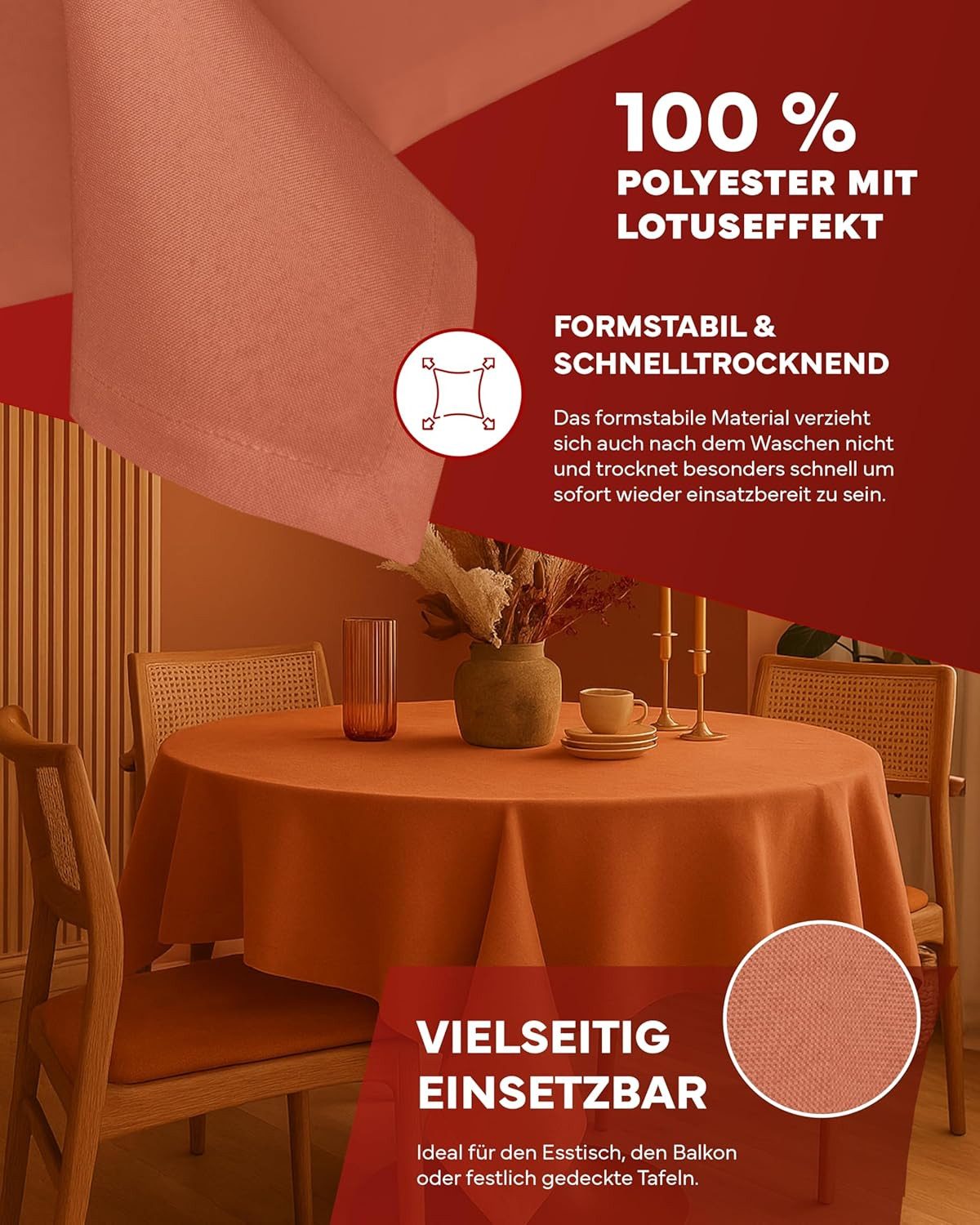 texpot Tischdecke Lotuseffekt Leinenoptik Bügelfrei Fleckschutz wasserabweißend (1-tlg) – Bild 5 von 5