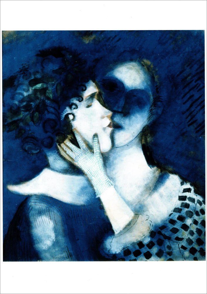 Postkarte Kunstkarte Marc Chagall "Die Liebenden in Blau"