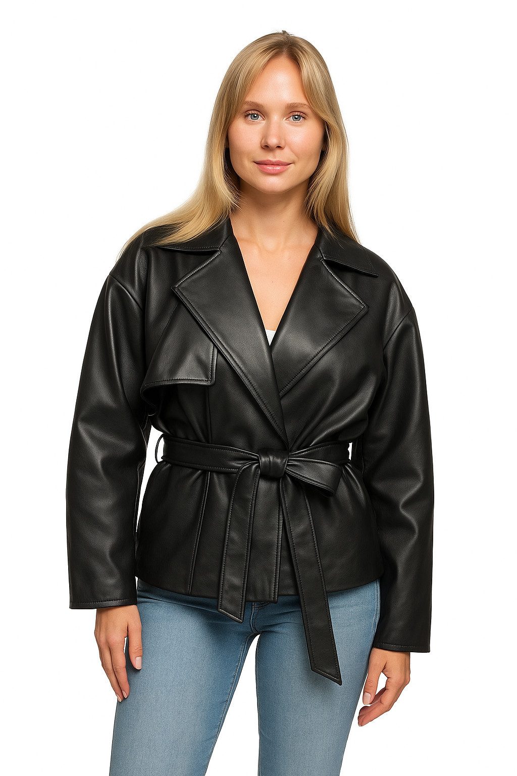 Worldclassca Trenchcoat Worldclassca TRENCHCOAT Crop Mantel Kunsleder mit G günstig online kaufen