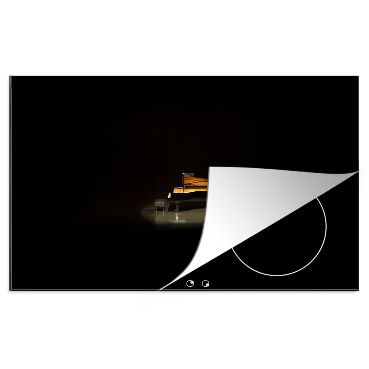 MuchoWow Herdblende-/Abdeckplatte Ein Konzertsaal mit einem Flügel, Vinyl, (1 tlg), 81x52 cm, Induktionskochfeld Schutz für die küche, Ceranfeldabdeckung