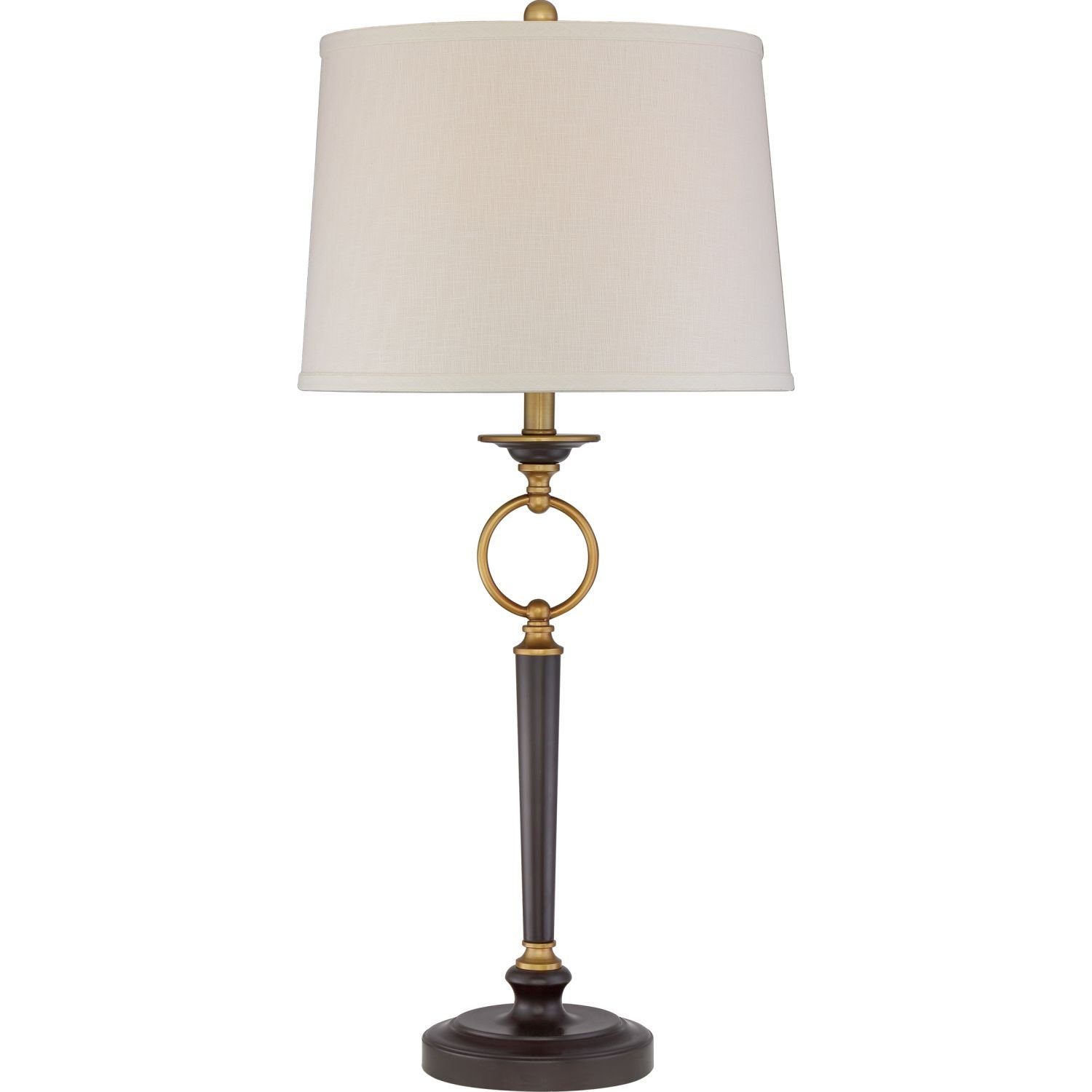 Licht-Erlebnisse Nachttischlampe KISHA, ohne Leuchtmittel, Tischleuchte Creme Bronze E27 84 cm hoch Stoff Metall Vintage