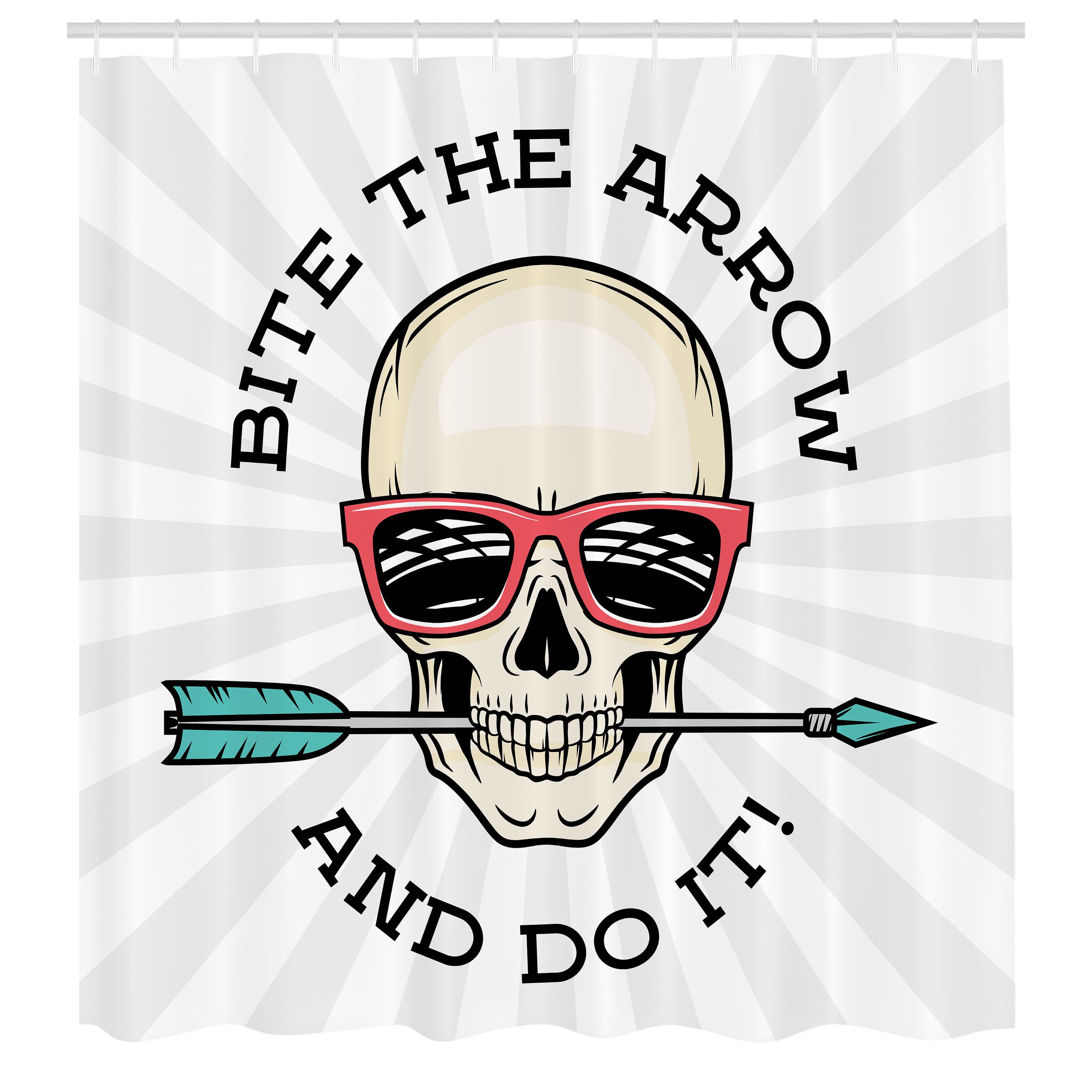 Abakuhaus Duschvorhang Moderner Digitaldruck mit 12 Haken auf Stoff Wasser Resistent Breite 175 cm, Höhe 180 cm, Retro Hipster Schädel-Pop-Art