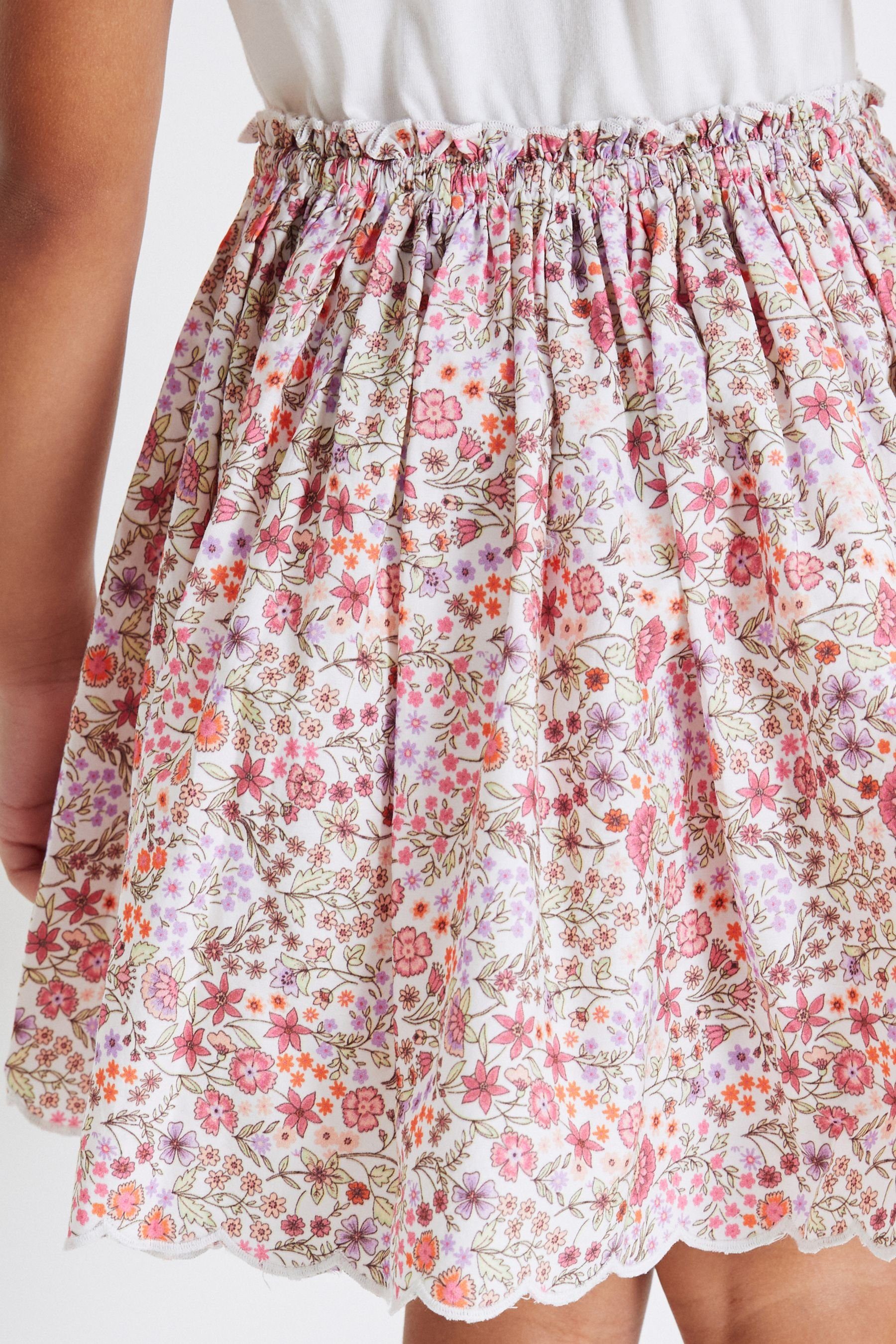 Kleid mit Floral 2-in-1-Kleid Next Rock (1-tlg) Pink/White