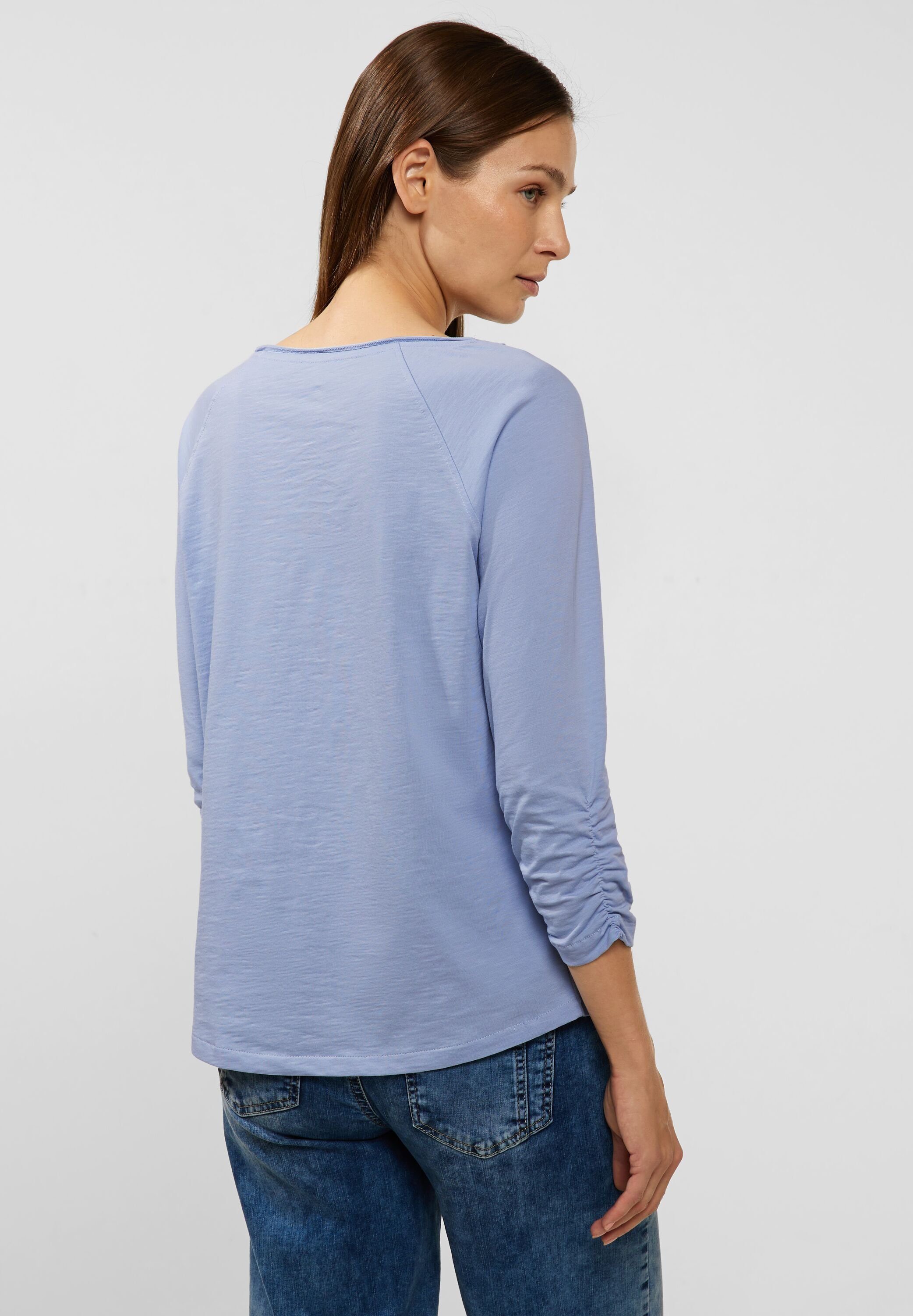 STREET ONE 3/4-Arm-Shirt in blue Unifarbe mid sunny