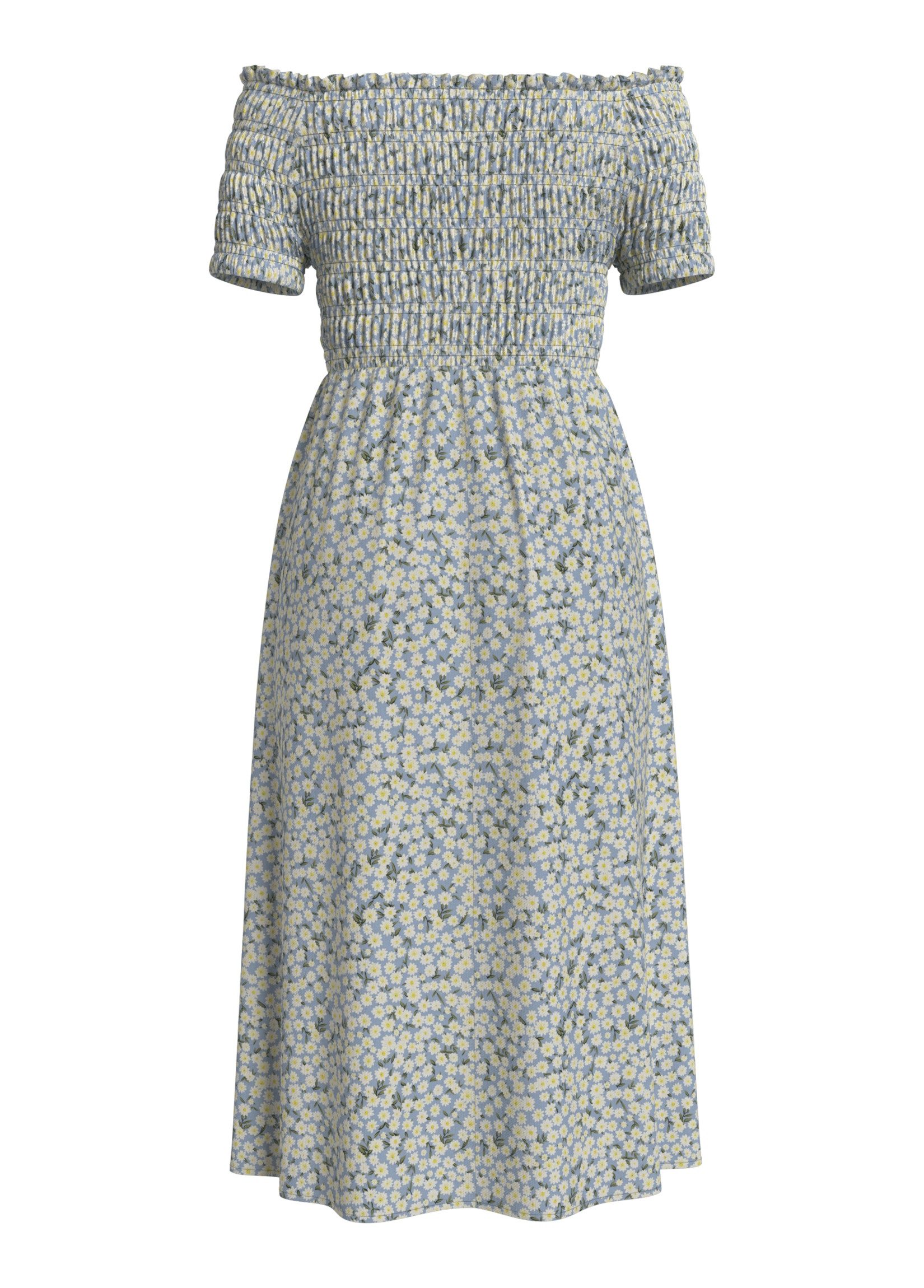 Vila Shirtkleid Blumenmuster, elastische Taille, Off-Shoulder günstig online kaufen