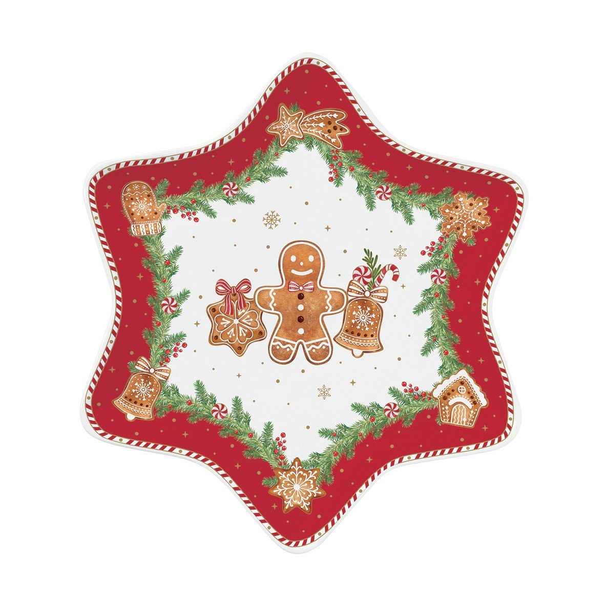 easylife Porzellan D:22.5cm Servierplatte Gingerbread, Porzellan, Mehrfarbig Fancy