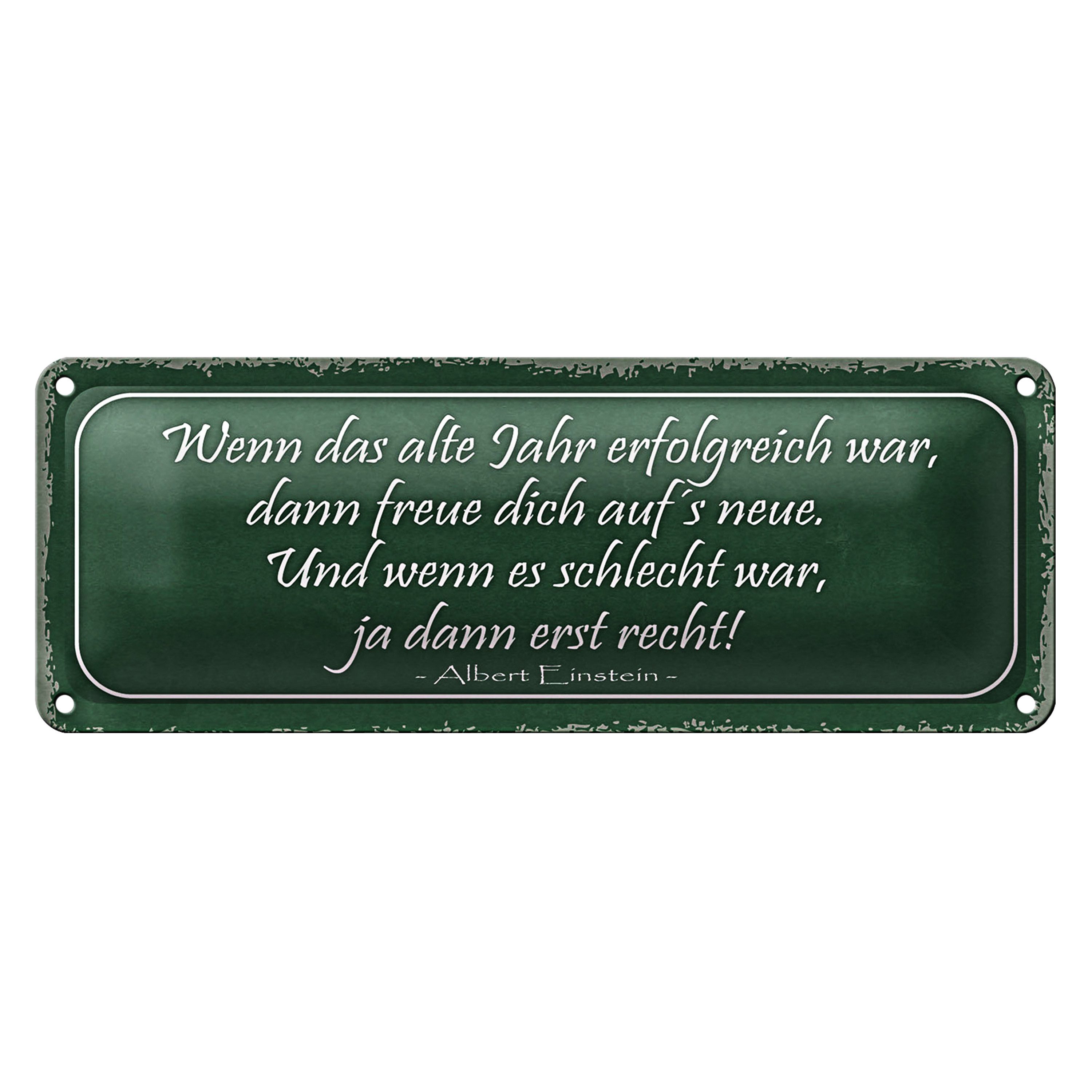 Roomando Metallschild Blechschild Spruch 27x10cm wenn das alte Jahr erfolgreich Dekoration