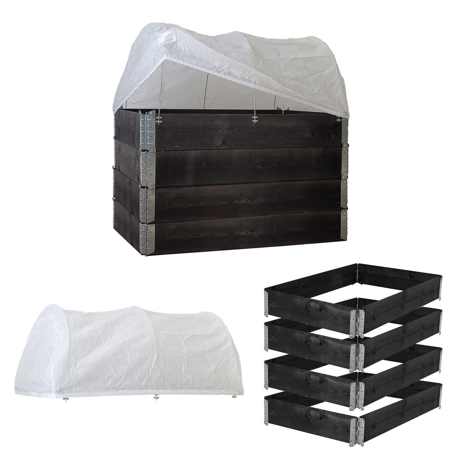 Hochbeet Hochbeet mit Abdeckung 5--teilig Palettenrahmen 120x80x80cm aus Holz