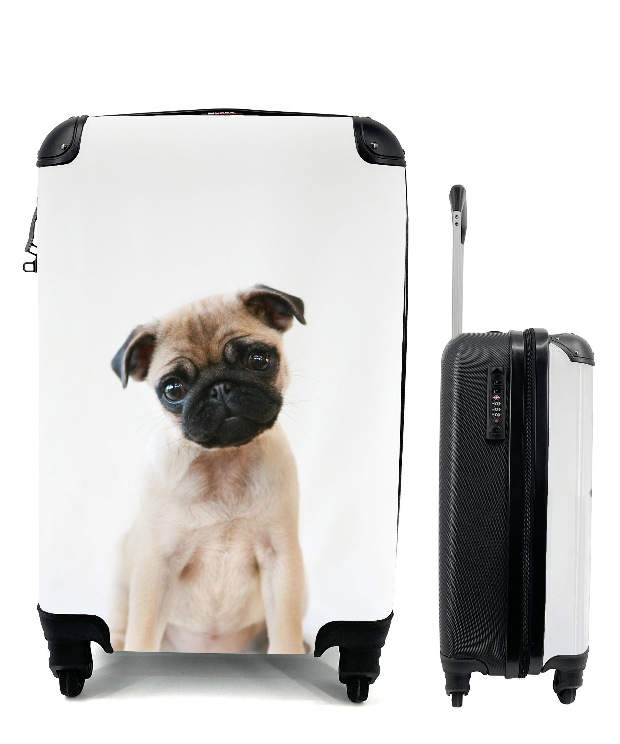 MuchoWow Handgepäckkoffer Hund - Haustiere - Porträt, 4 Rollen, Reisetasche mit rollen, Handgepäck für Ferien, Trolley, Reisekoffer