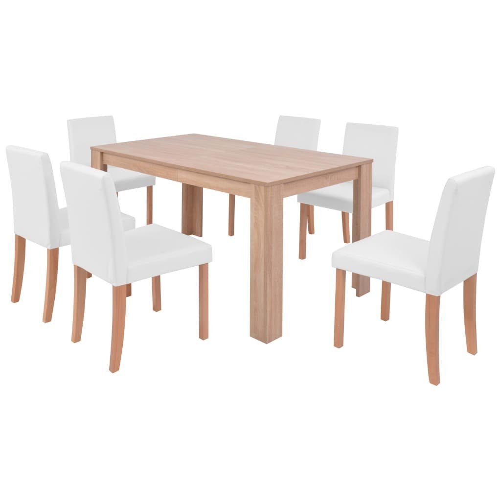 Esszimmer-Set und Tischgruppe modernem Essgruppe mit Creme 7-teilige (7-tlg), DOTMALL Braun