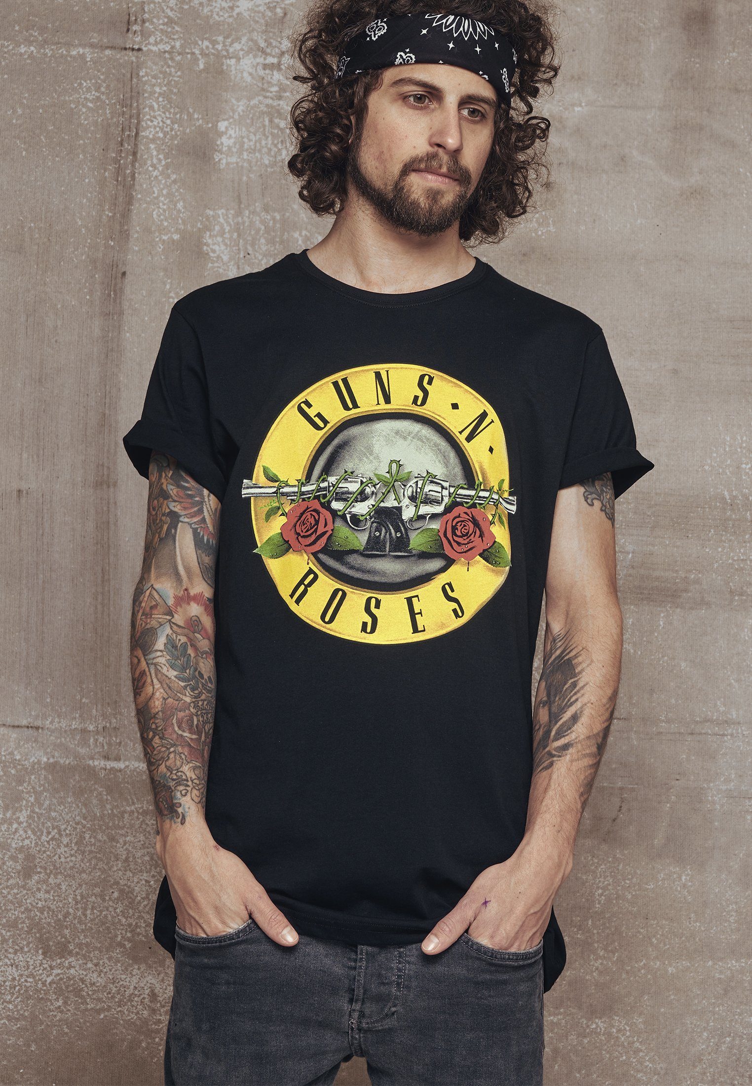 Guns n Herren (1-tlg) n' Guns T-Shirt black Roses Tee Merchcode MT346 Logo Roses