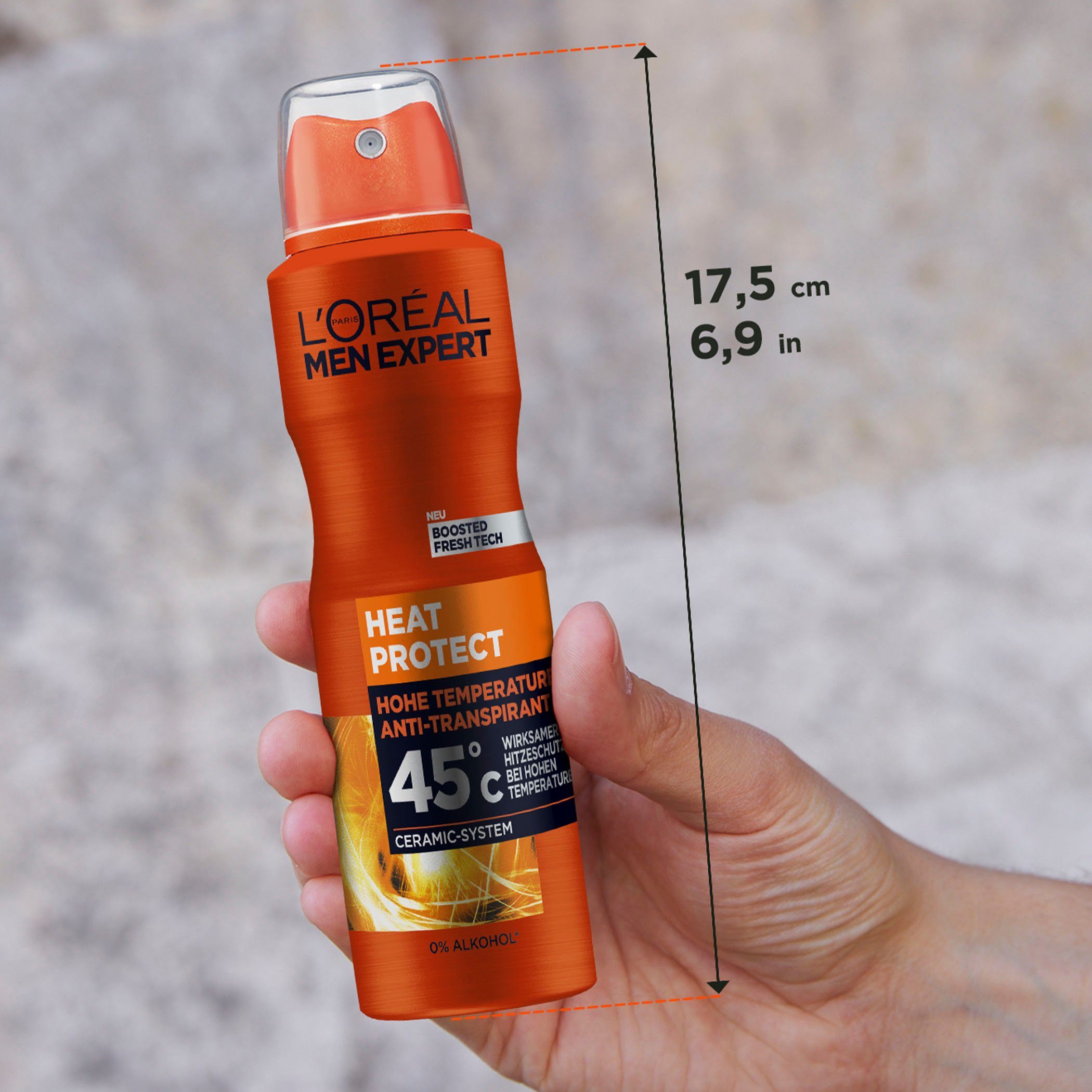 Deo Heat Deo-Spray 6-tlg. L'ORÉAL MEN Protect Packung, PARIS 45°C, Spray EXPERT