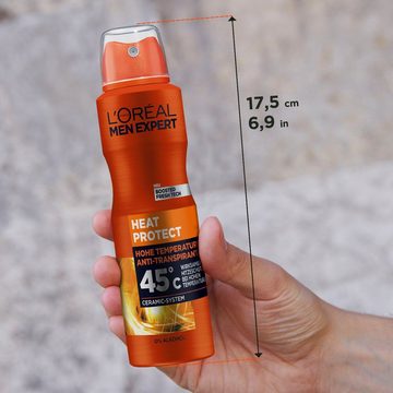 L'ORÉAL PARIS MEN EXPERT Deo-Spray Deo Spray Heat Protect 45°C, Packung, 6-tlg.