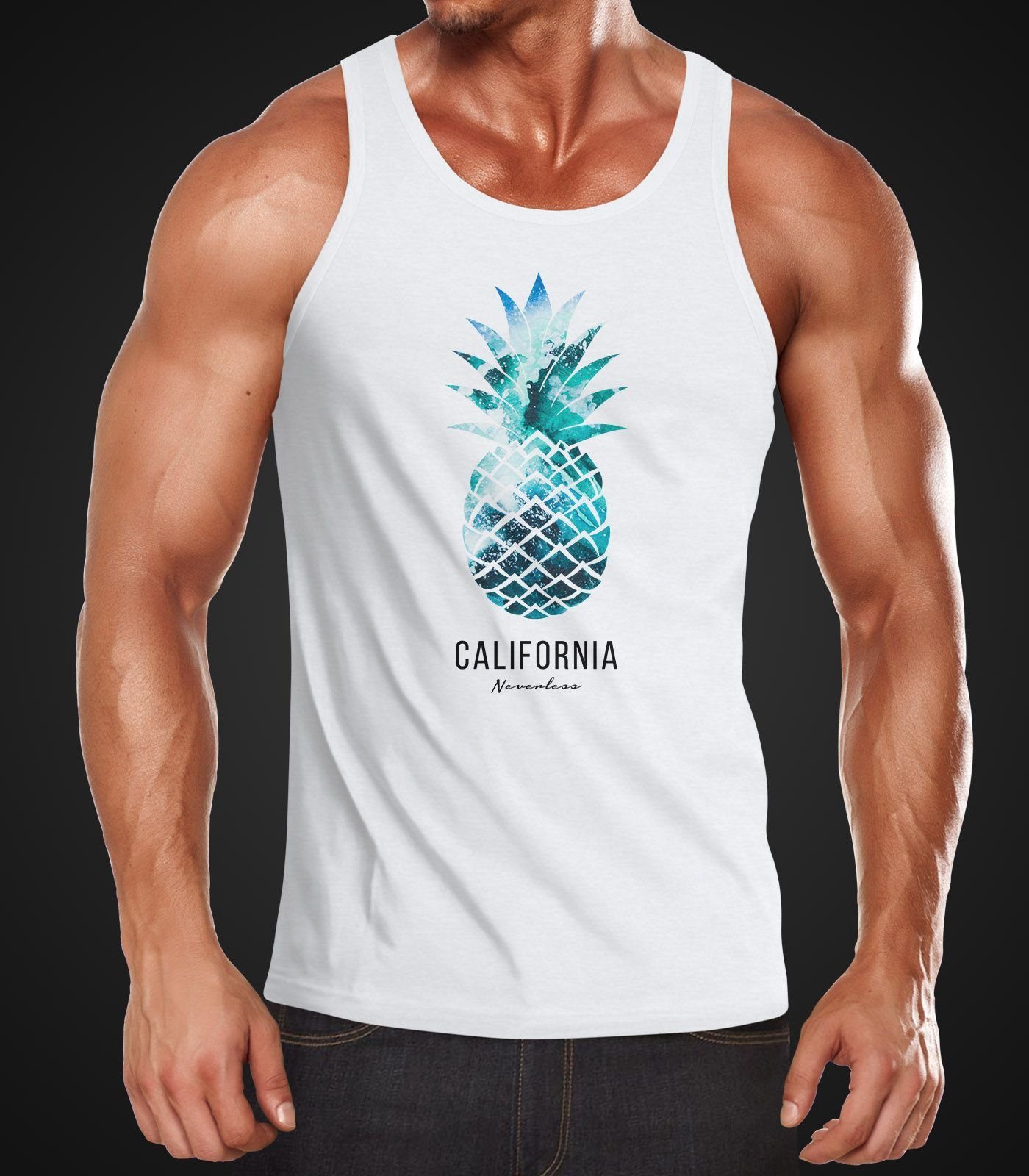 Neverless Tanktop Herren Tank-Top Ananas Galaxy günstig online kaufen