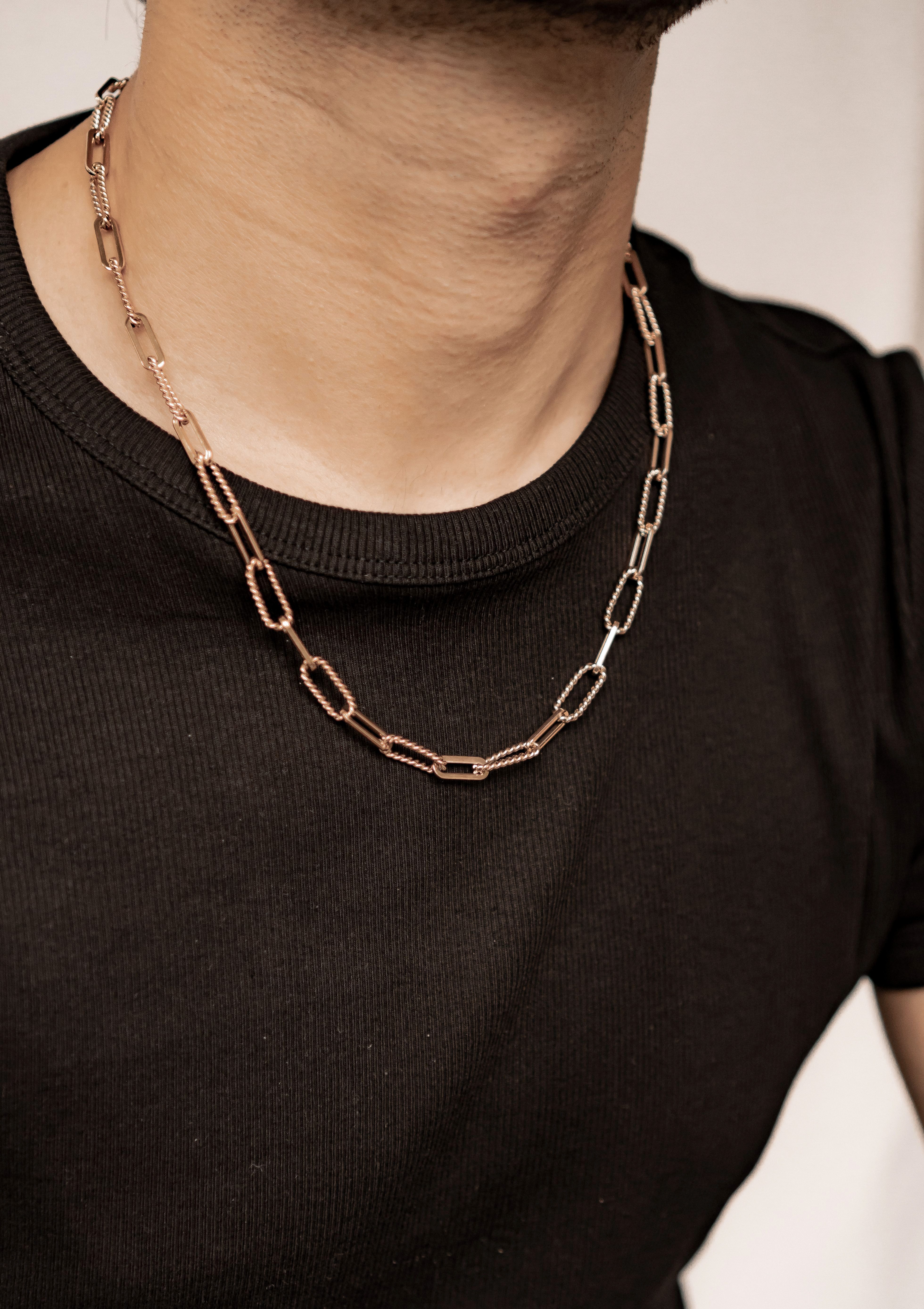 Hey Happiness Gliederkette Twisted Ovale Glieder, Trendy Herrenkette, Gedrehte Unisex Kette Paperclip, wasserfest