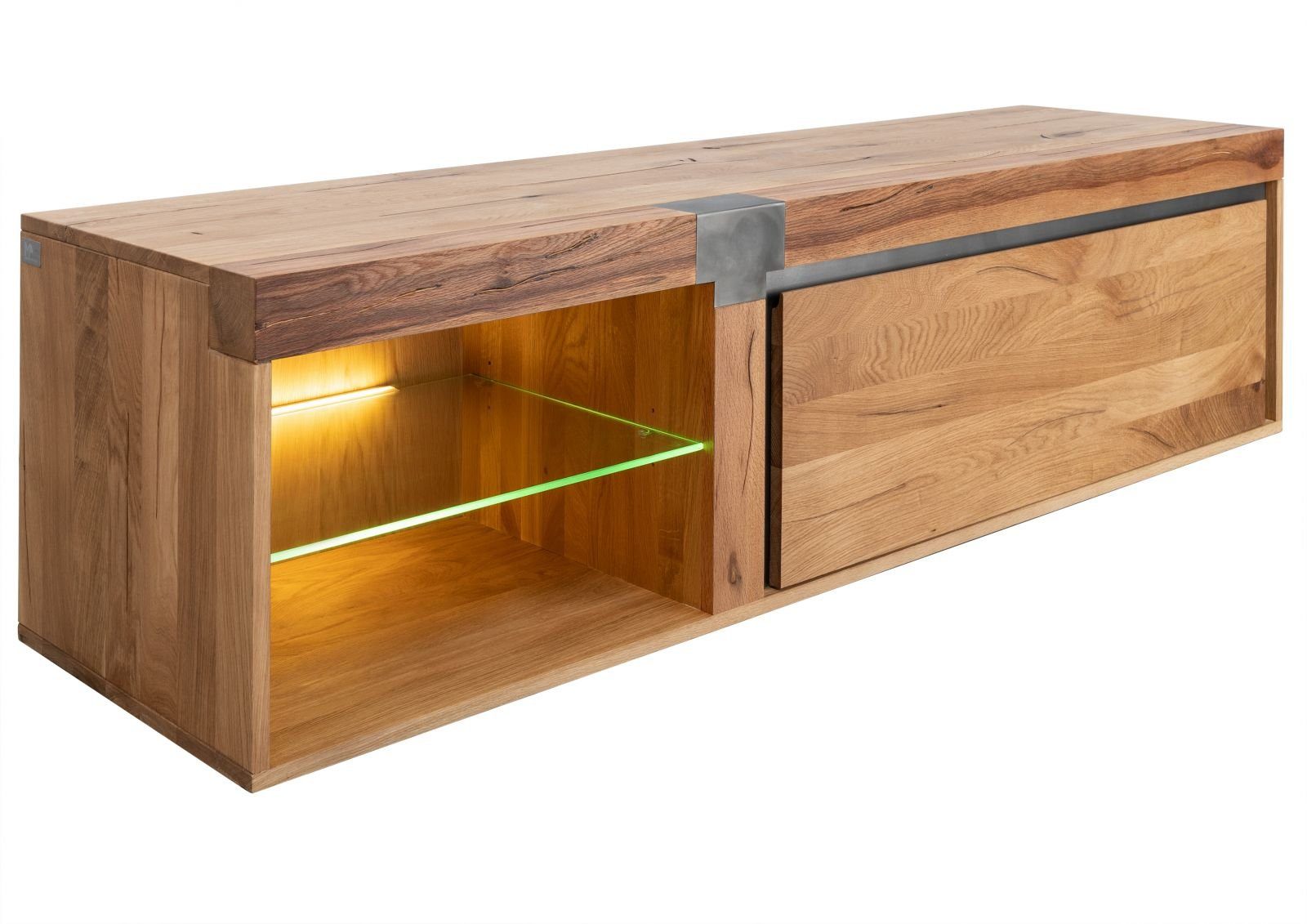 Massivmoebel24 TV-Board (TV-Board Wildeiche / Zerreiche 180x48x50 natur geölt NEW AMSTERDAM #02), TV-Board Wildeiche / Zerreiche 180x48x50 natur geölt NEW AMSTERDAM #02