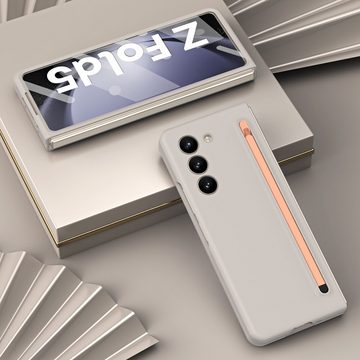 Orbeet Smartphone-Hülle Handyhülle Für Samsung Galaxy Z Fold5 5G Schutzhülle mit Stift Tasche