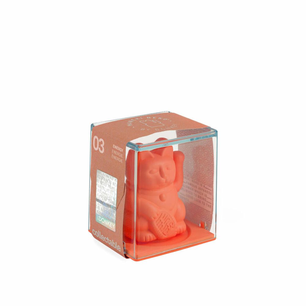 Donkey Products Dekofigur Lucky Cat Solar Neon Orange 6.5 cm