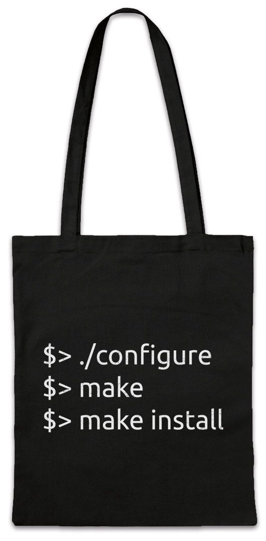 Beuteltasche Configure Make Install Stofftasche Informatik Computer PC IT Nerd Geek