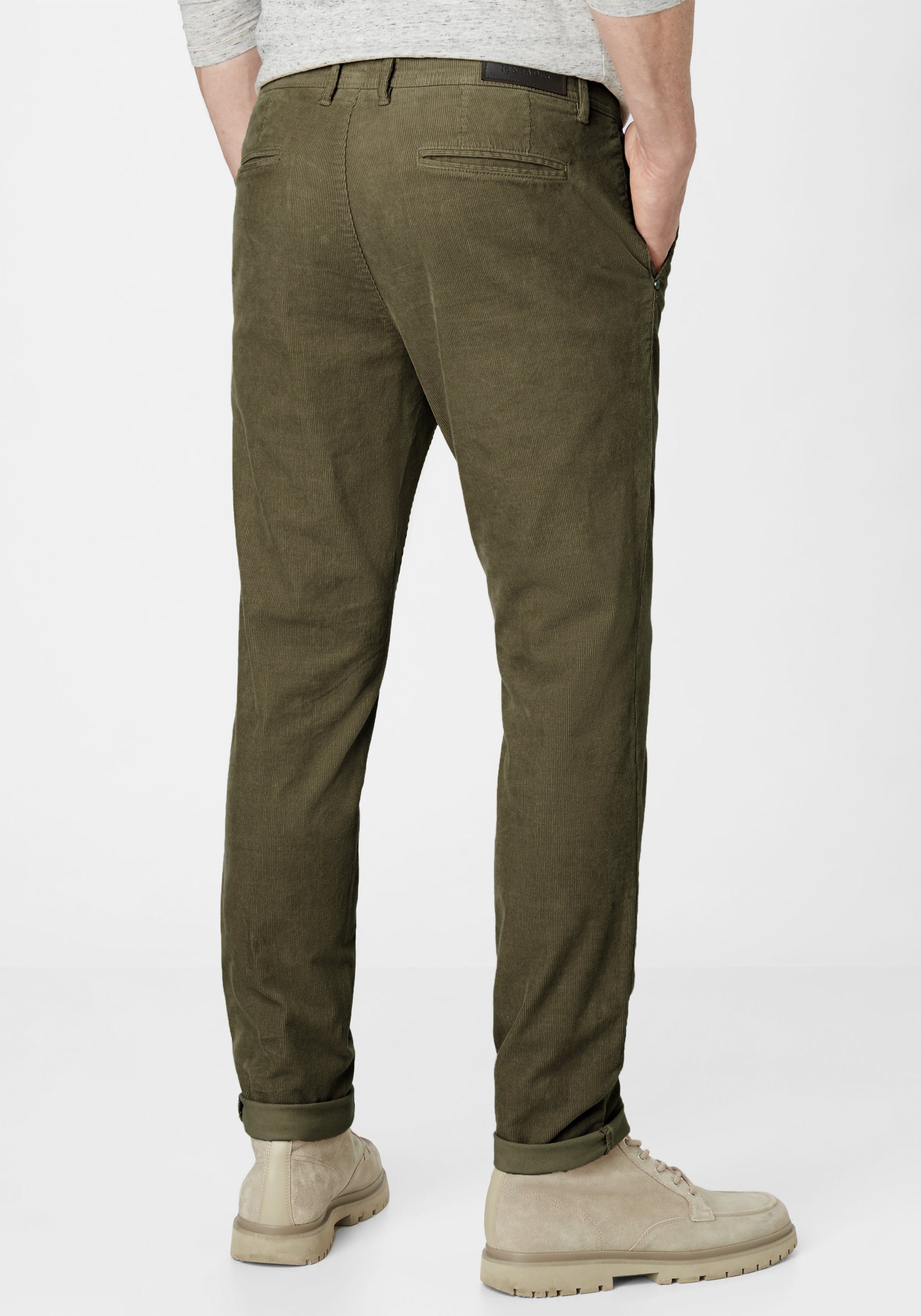 Jasper Chino-Style Chinohose dk. im khaki mit Stretch Slim-Fit Redpoint Cordhose