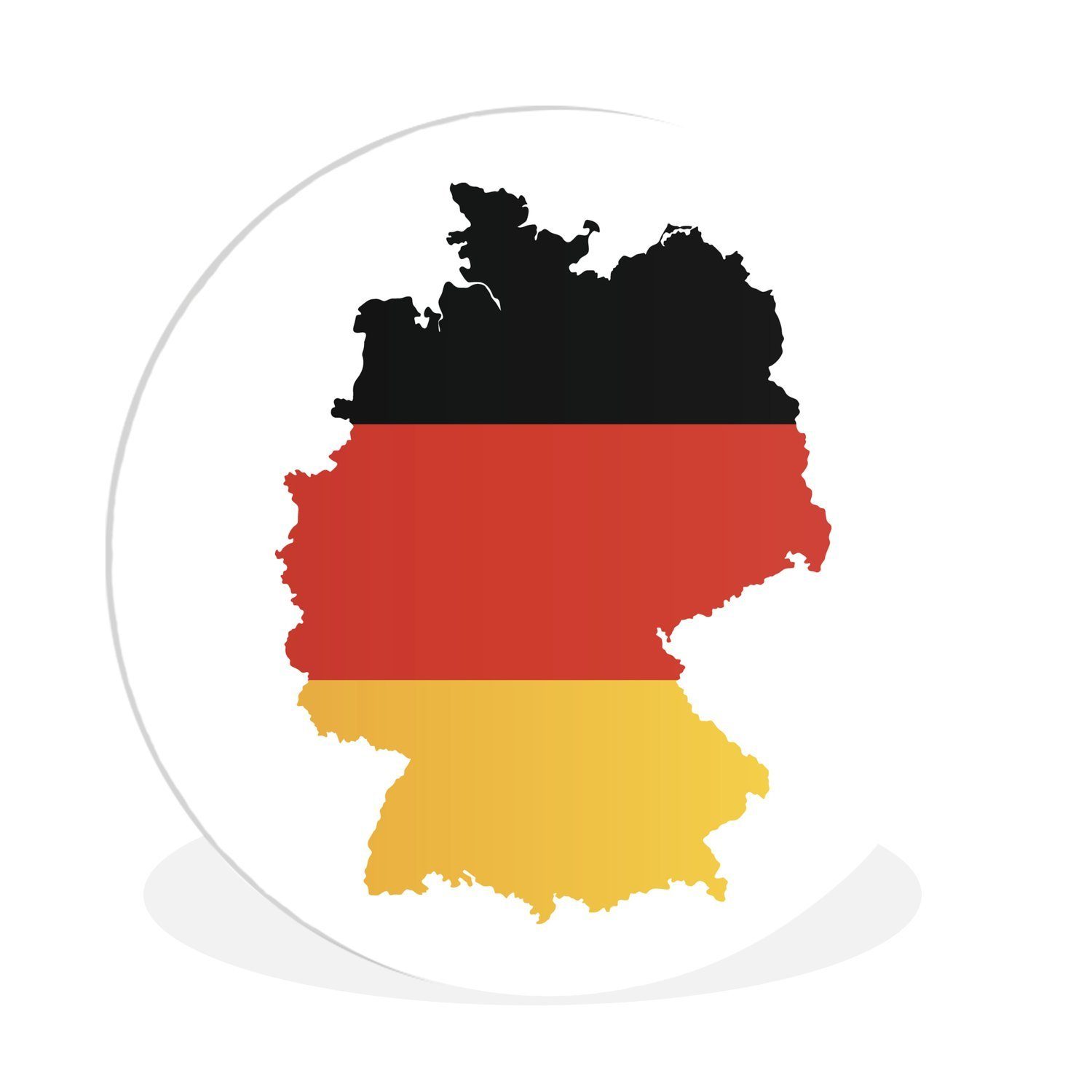 MuchoWow Gemälde Karte von Deutschland mit der deutschen Flagge, (1 St), Kreis Wanddekoration Forex, Rundes Wandbild, Wohnzimmer, 30x30 cm