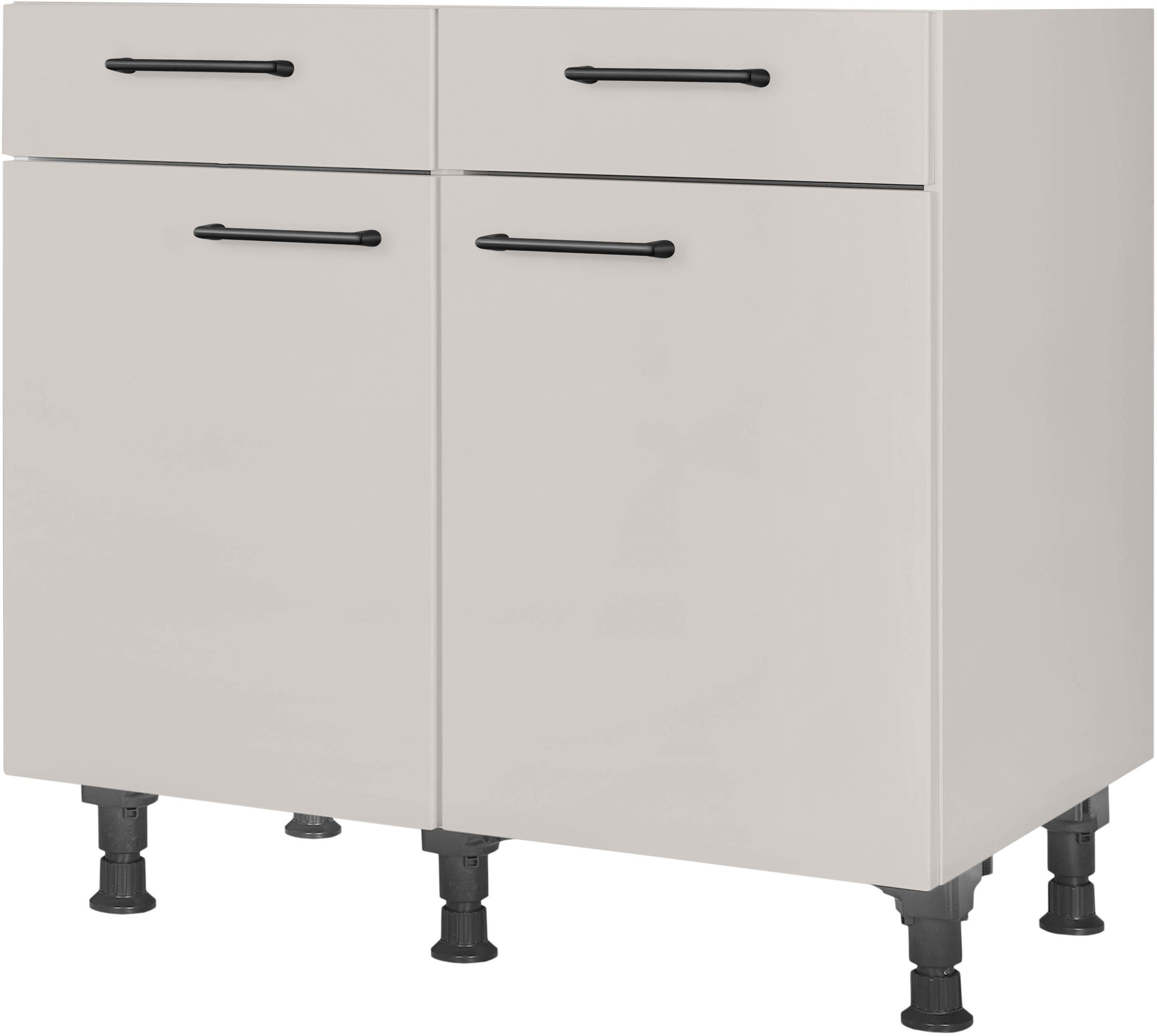 nobilia® Unterschrank "MIAMI", vormontiert, Breite 90 cm, Soft-Close-Funktion bei den Schubkästen, inkl. höhenverstellbare Sockelfüße