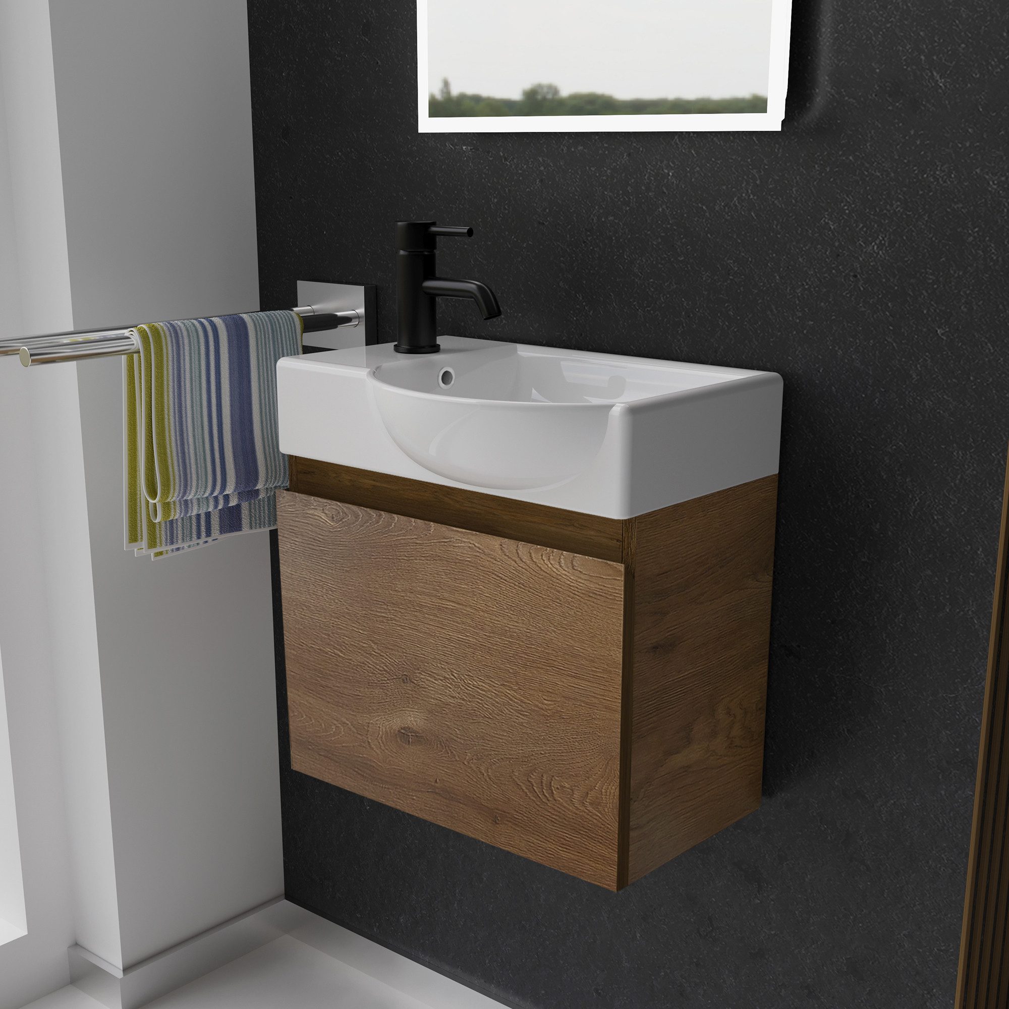 Alpenberger Badmöbel-Set - Gäste WC Waschbecken mit Unterschrank 45 cm Brei günstig online kaufen