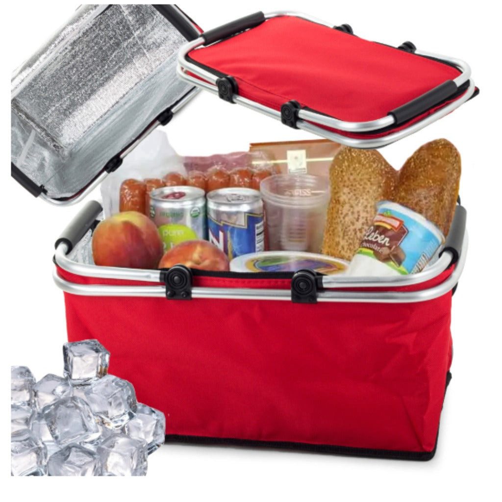 Da Meso Einkaufskorb Thermo Picknickkorb Faltbar 48x28x22 cm – Isolierter Kühlkorb für Blau