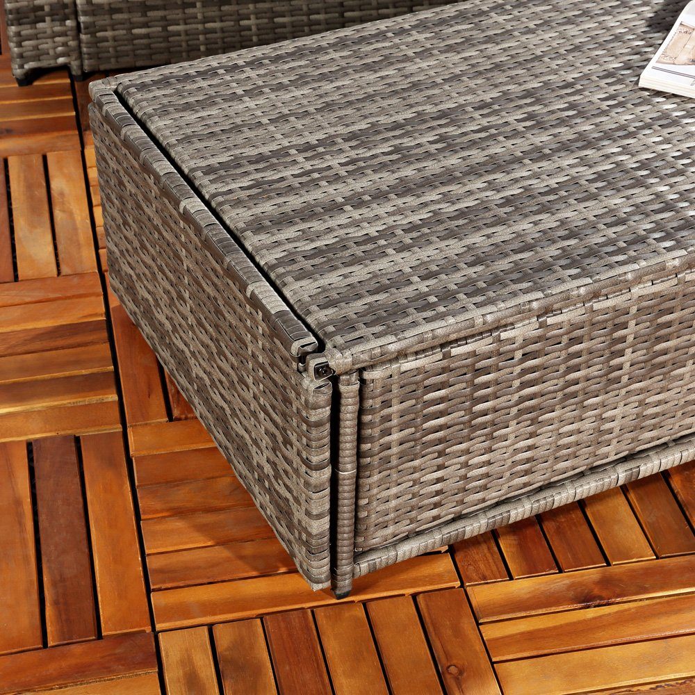 Mucola Gartenlounge-Set Polyrattan Gartensofa Lounge Sofa Gartenmöbel Gartensofa Sitzgarnitur, (Set, 2-tlg., Sofa & Ottomane), Kissen inkl. Reißverschluss, daher abnehm- und waschbar