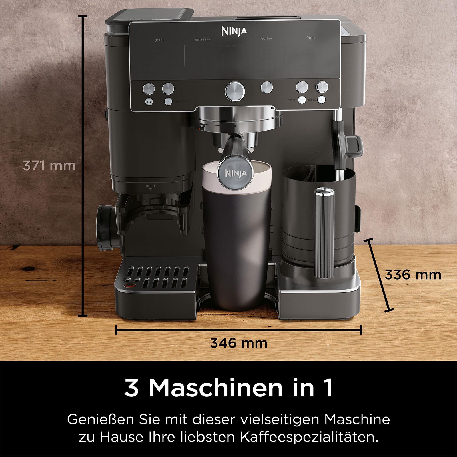 NINJA Siebträgermaschine ES601EUBK, Dual Froth System