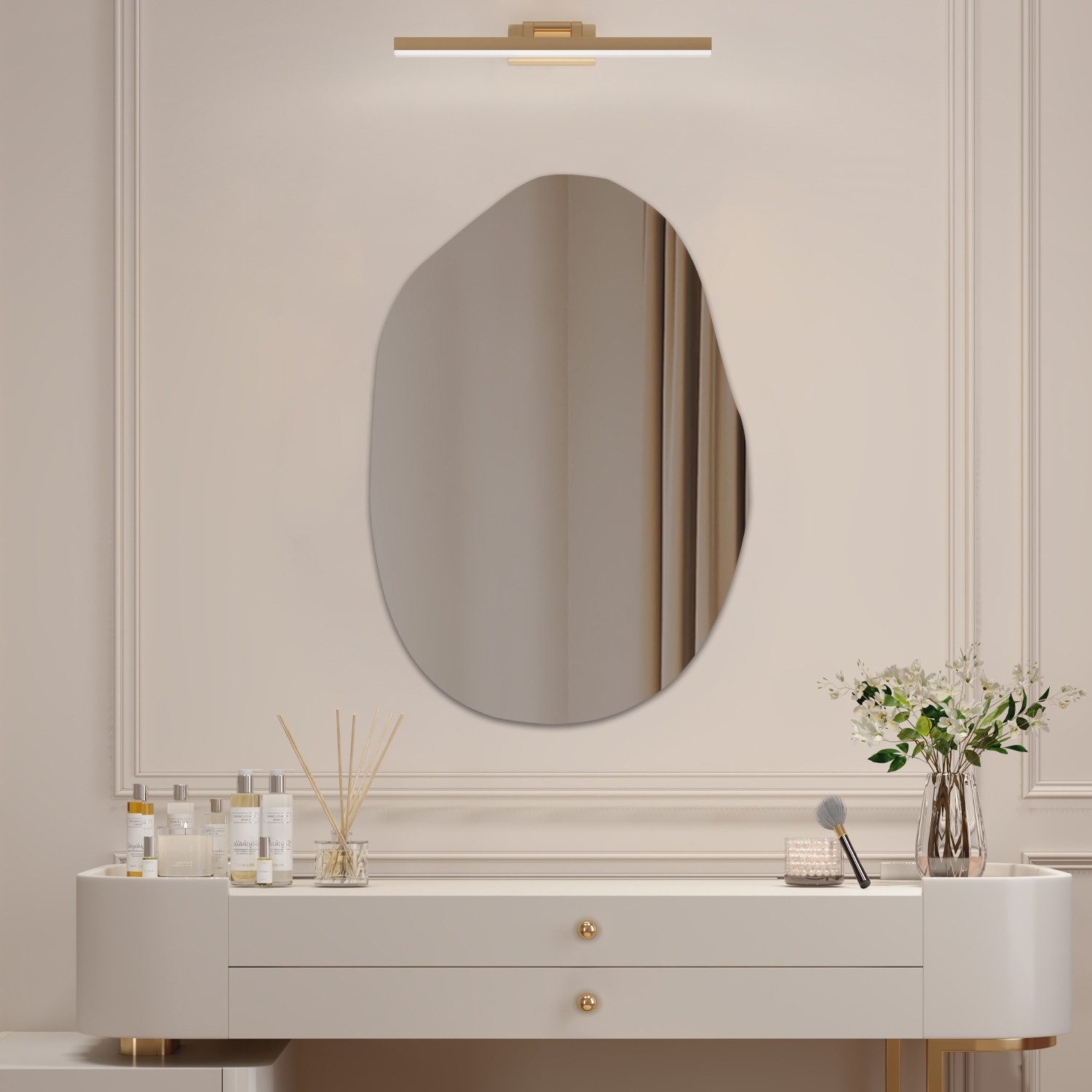 WDWRITTI Schminkspiegel Wand Kosmetikspiegel Wandmontage Wandspiegel Asymme günstig online kaufen