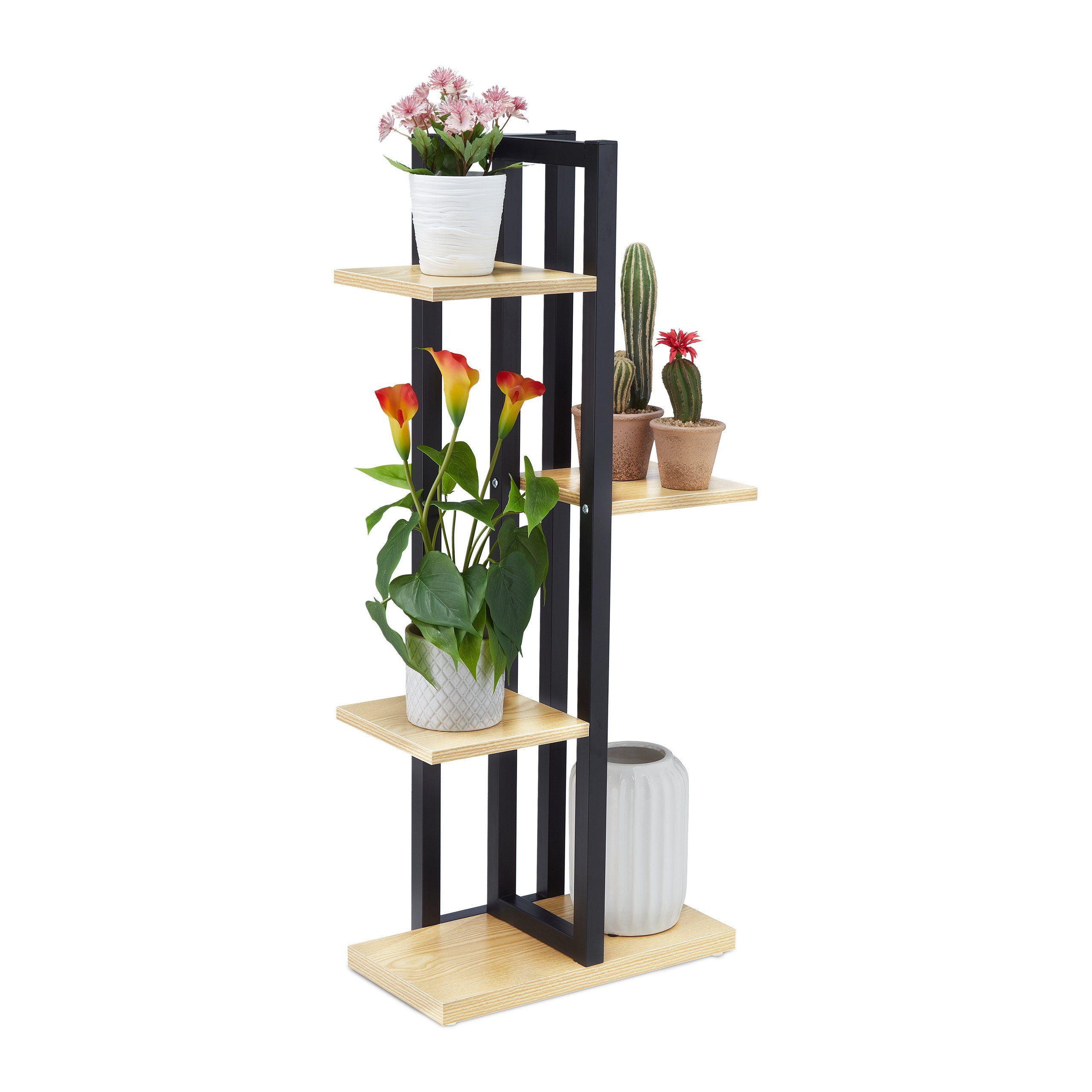 relaxdays Blumenständer Blumenregal Metall, Hellbraun günstig online kaufen