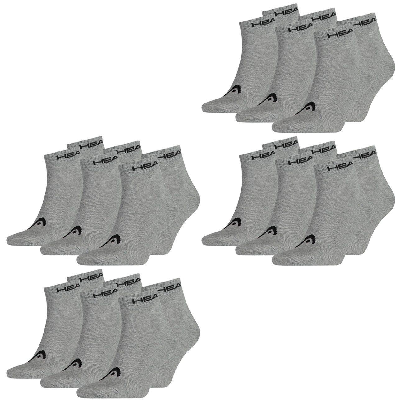 Head Kurzsocken Quarter Unisex 6er Pack (12-Paar) mit Logoripbund